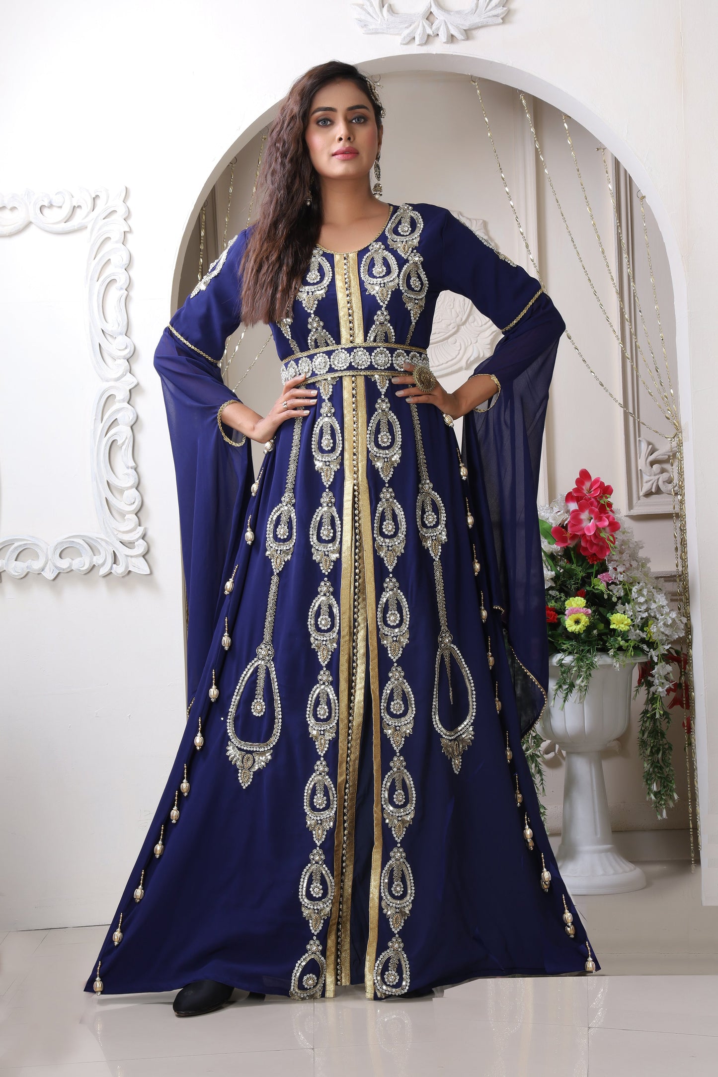 Dark Blue Wedding Designer Kaftan