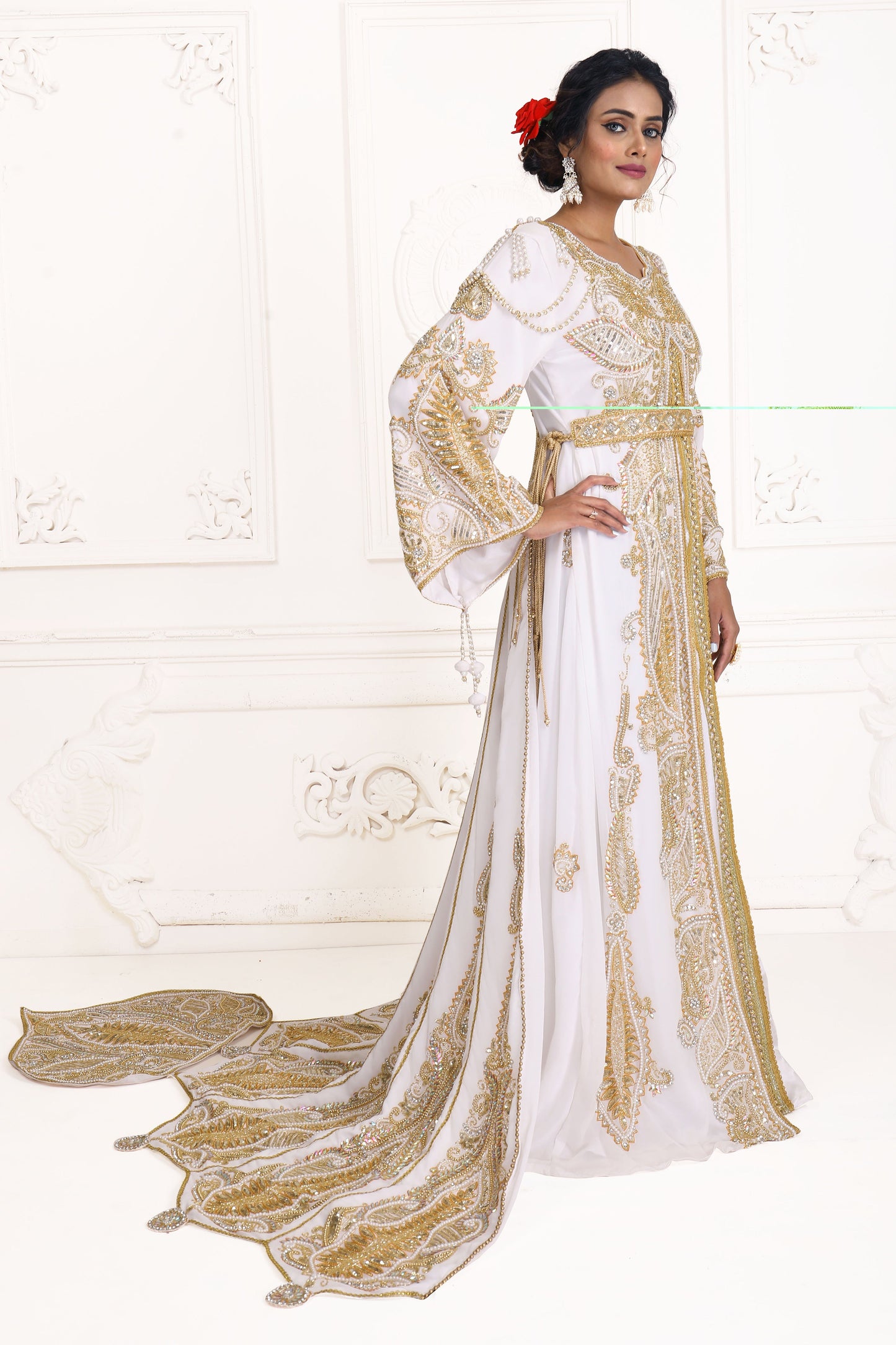 White Islamic Wedding kaftan