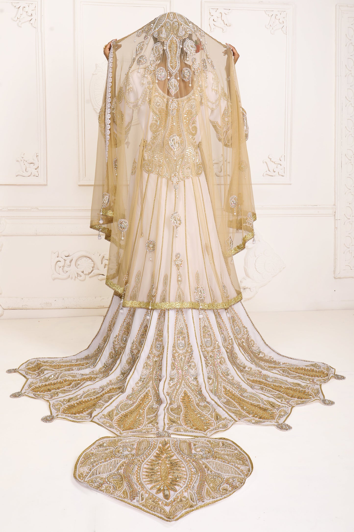 White Moroccan Arabic Party Wear Wedding Kaftan