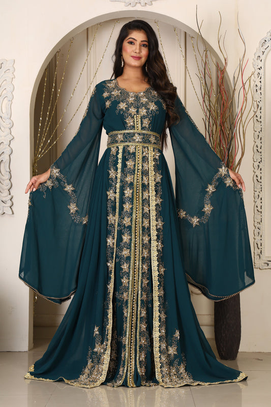Bottle Green Islamic Wedding Kaftan