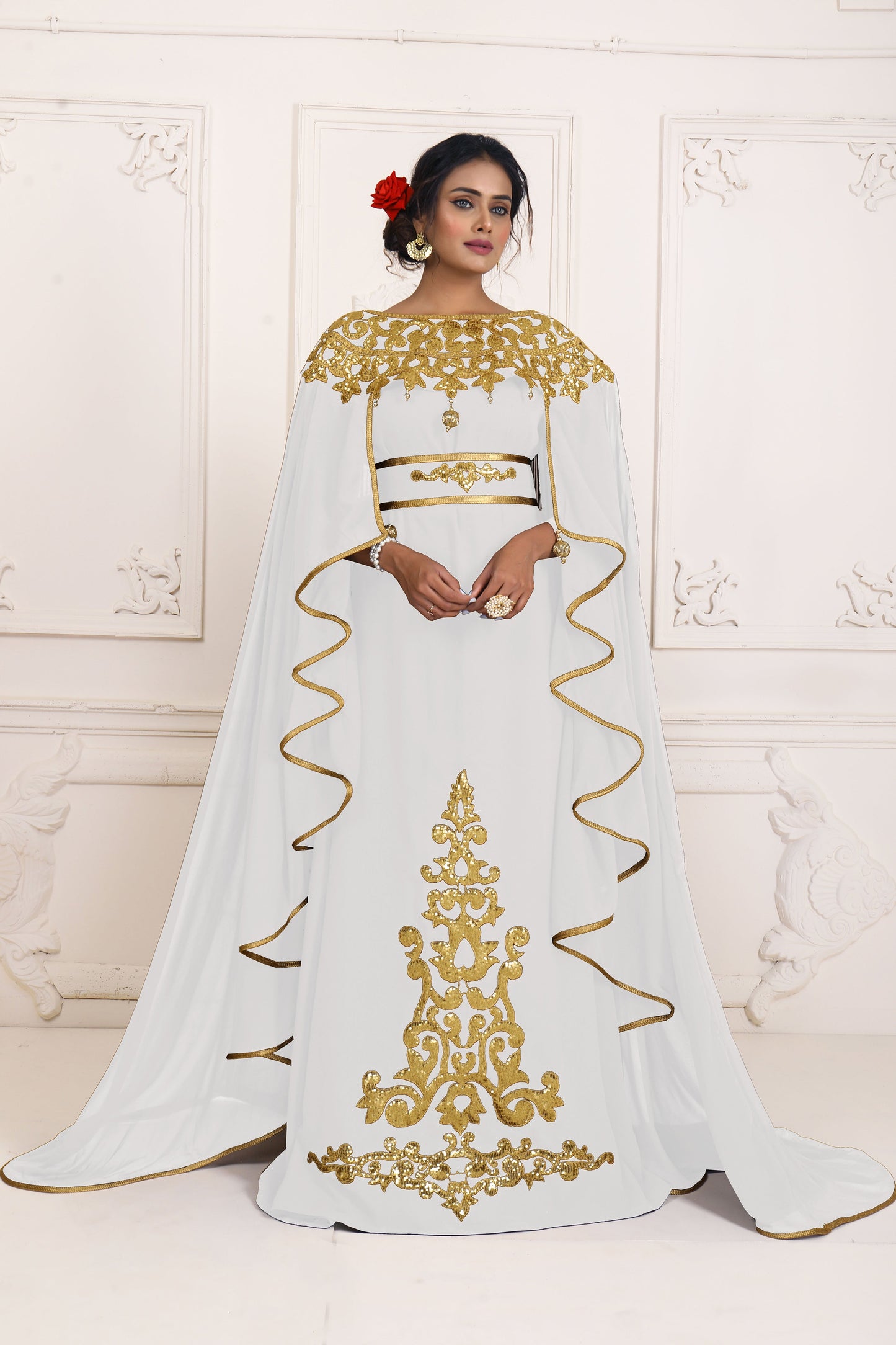 White Color Israeli Designer Kaftan