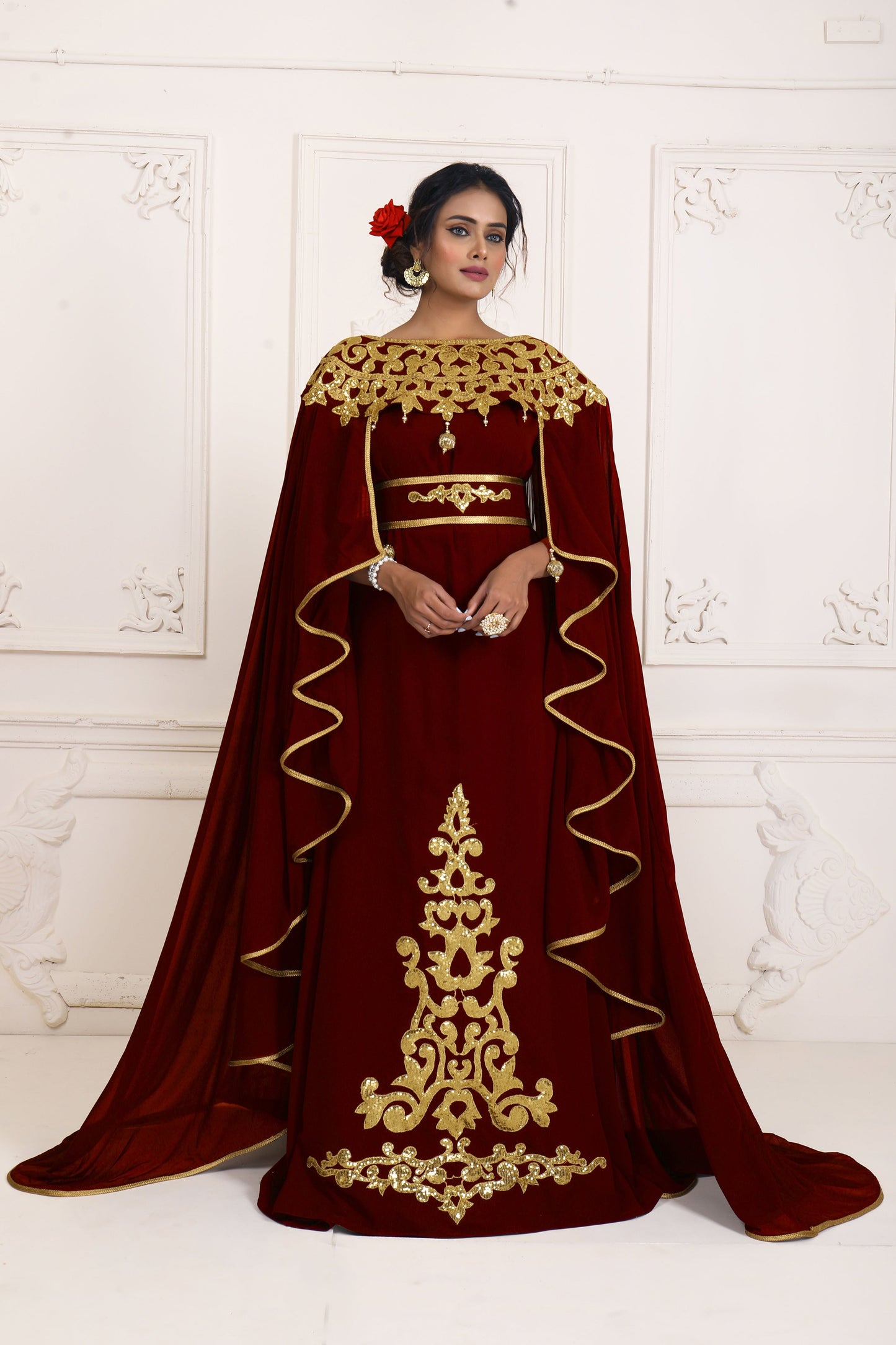 SALE!! Maroon Embroidery Israeli Dress