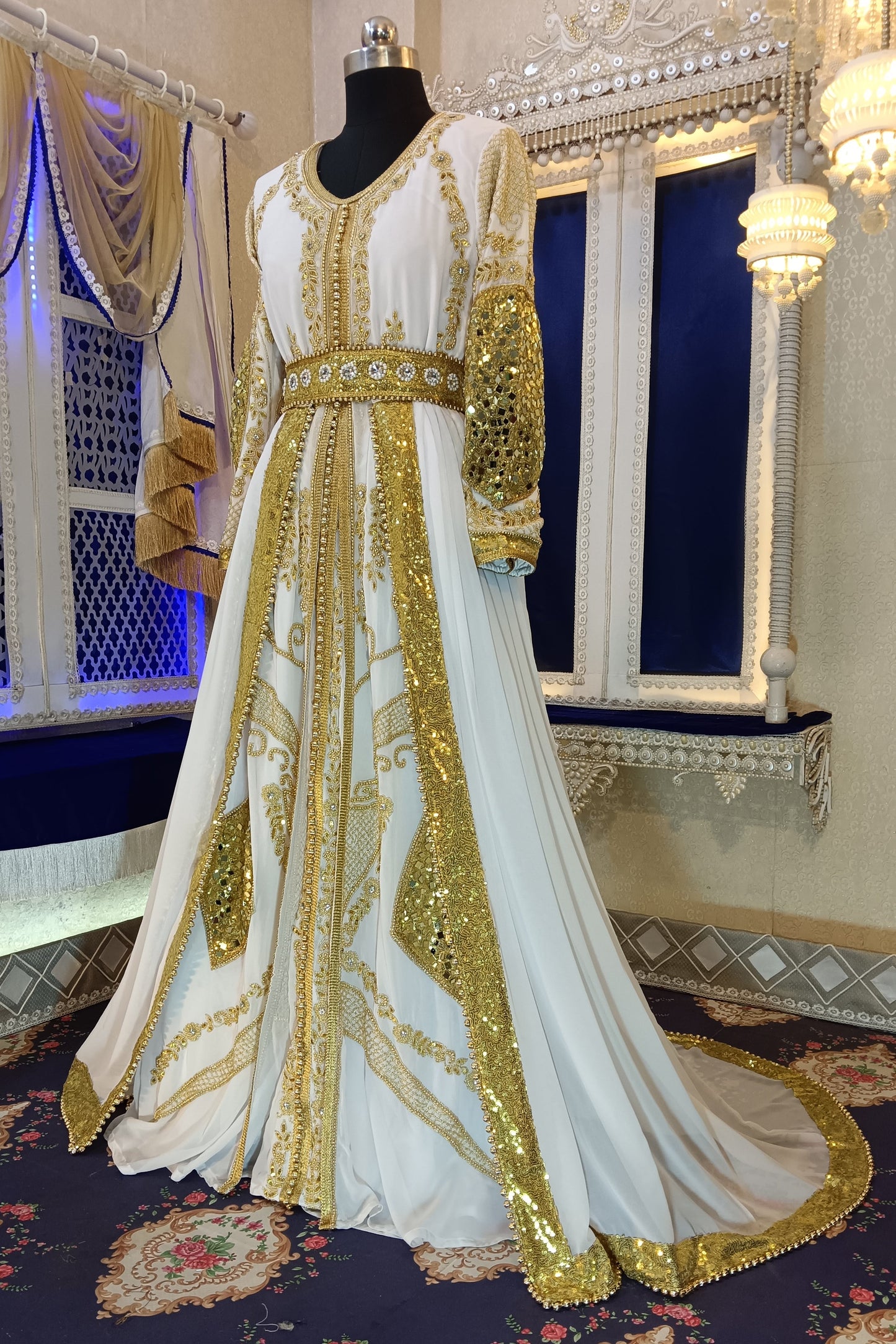 White Maxi Takchita Dress For Womans