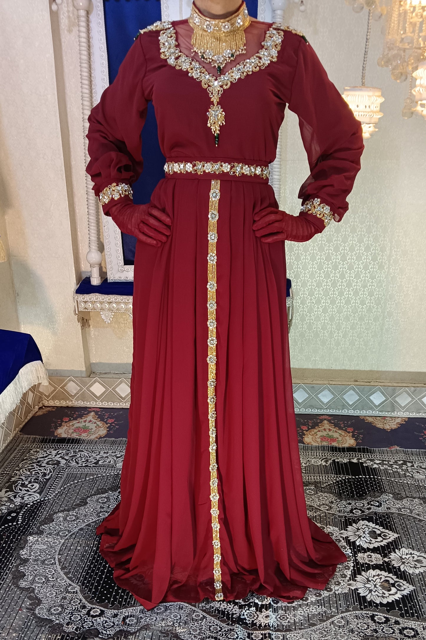 Maroon Wedding Kaftan