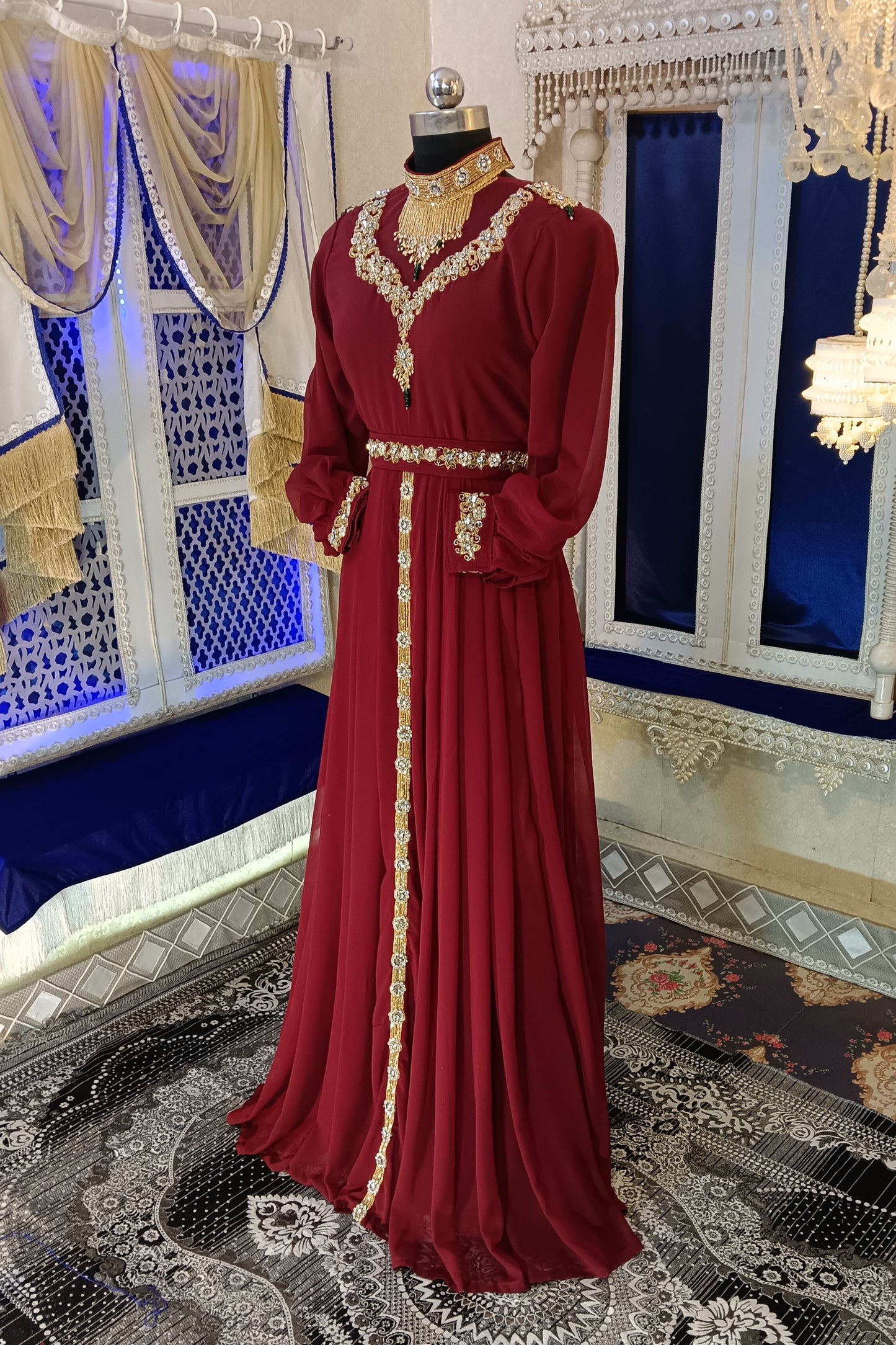 Maroon Moroccan Kaftan