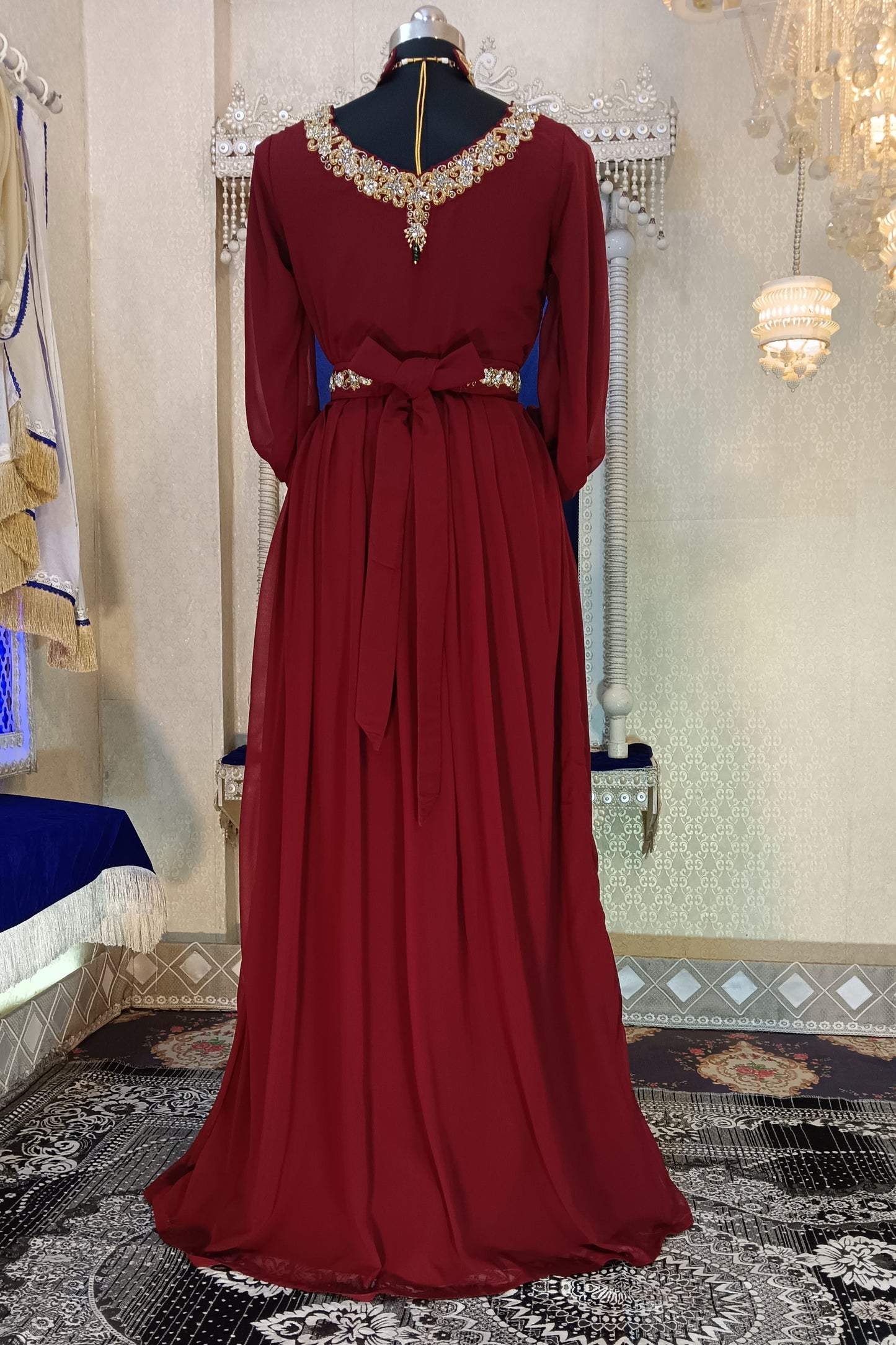 Maroon Party Wear Kaftan
