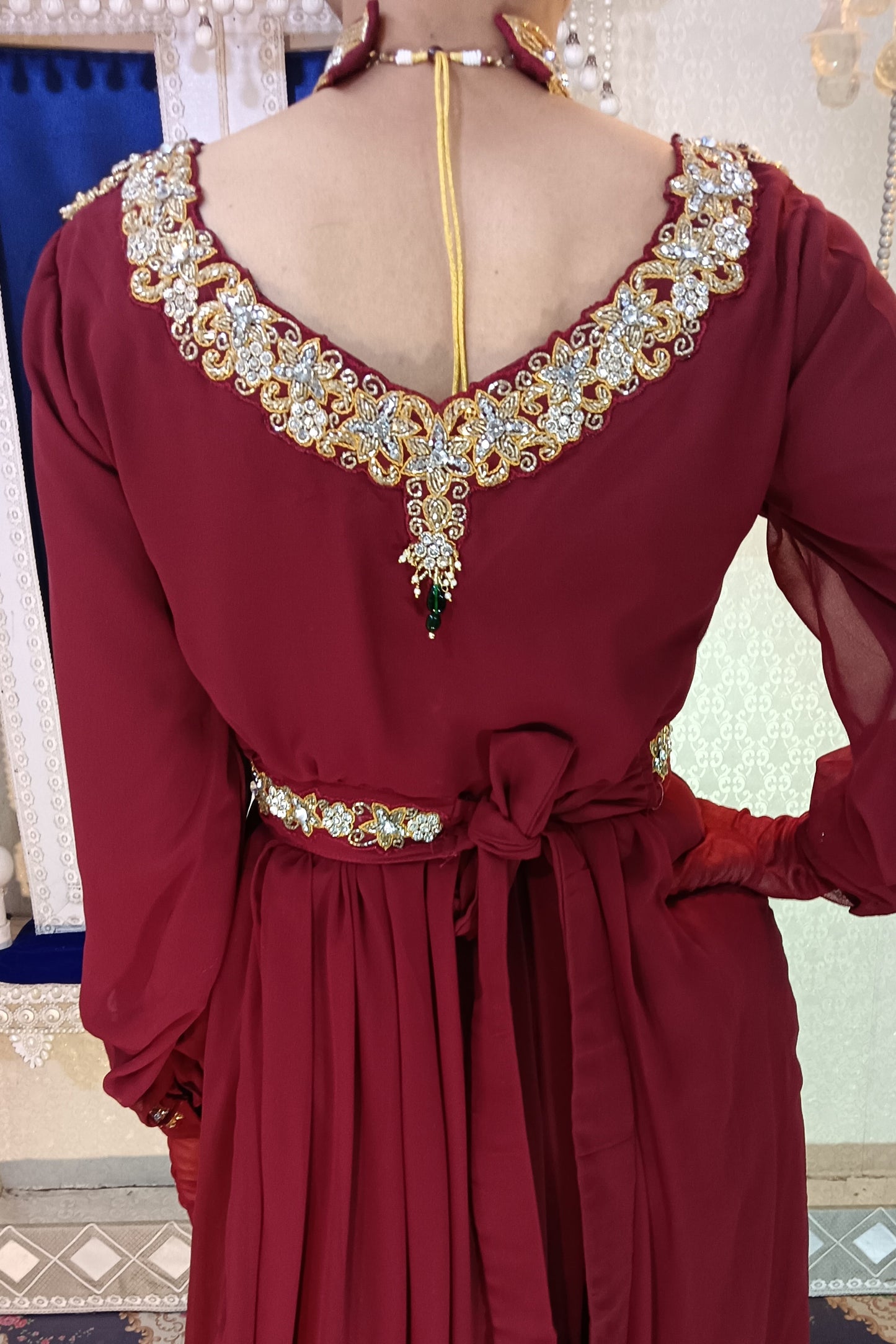 Maroon Designer Wedding Kaftan Moroccan Party Wear Kaftan