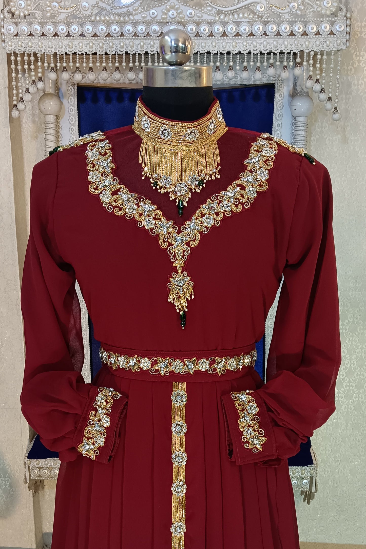 Maroon Designer Wedding Kaftan Moroccan Party Wear Kaftan