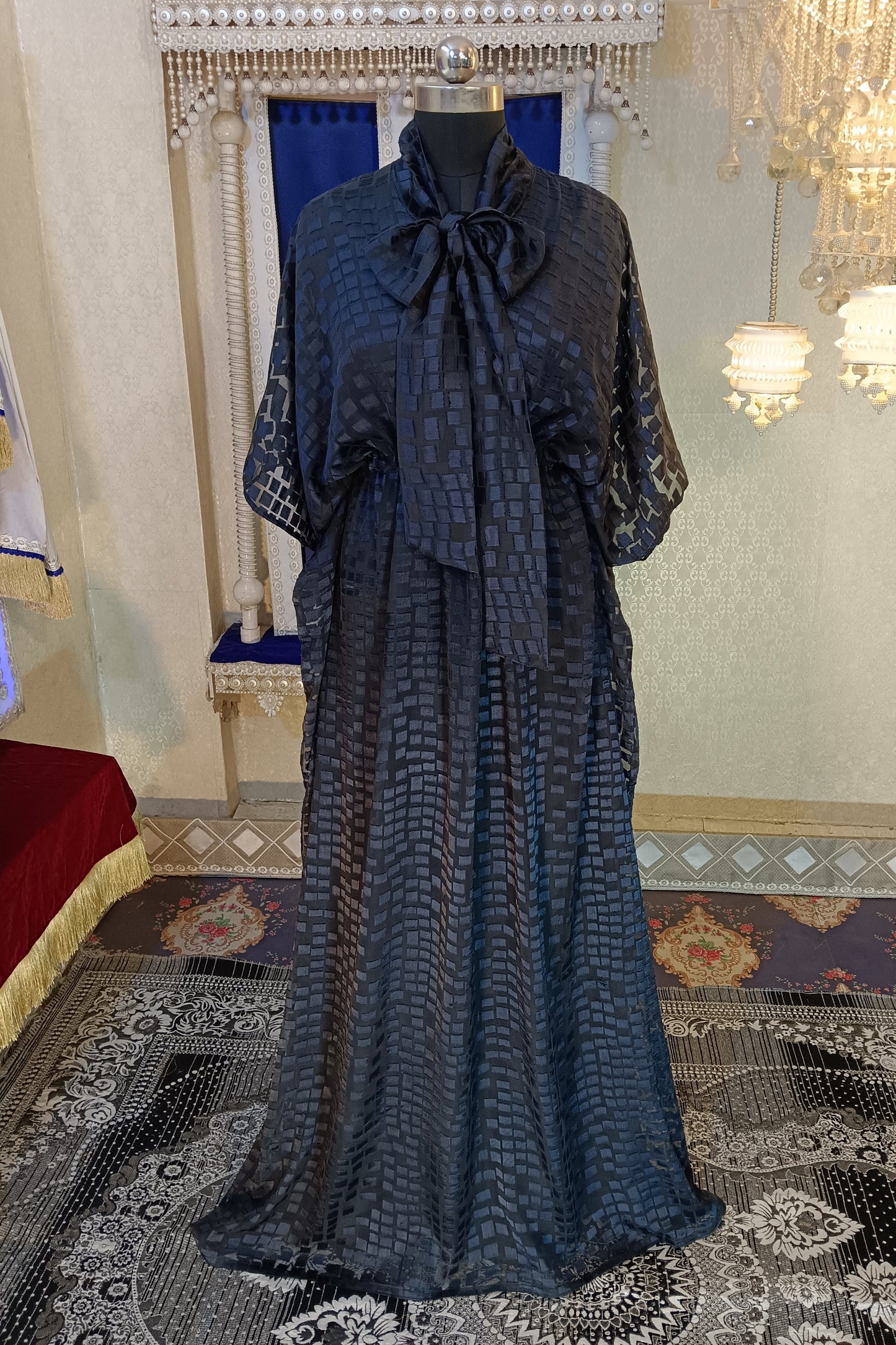 Dark Grey and Black Designer Kaftan