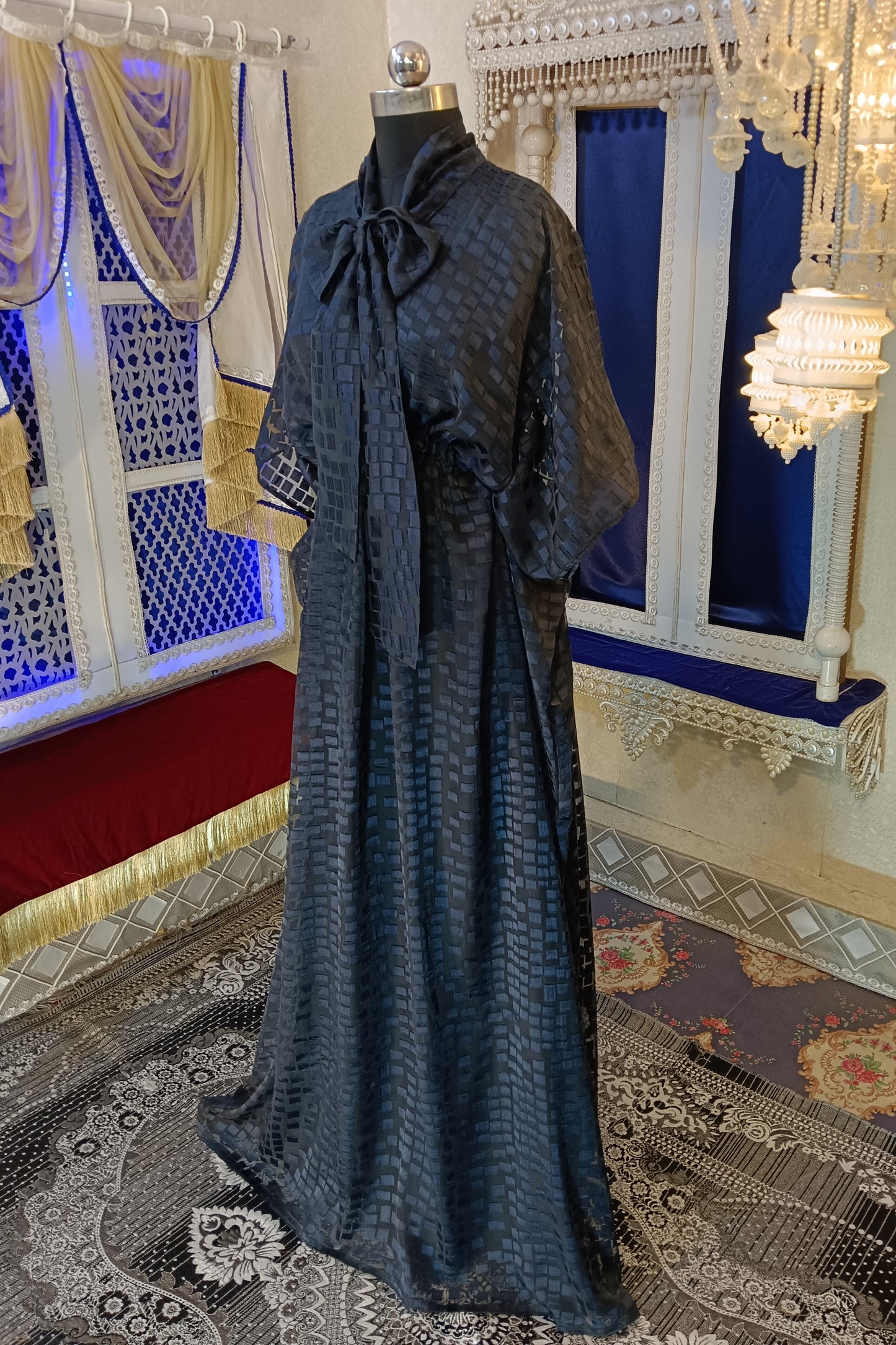Dark Grey and Black Islamic Wedding Kaftan