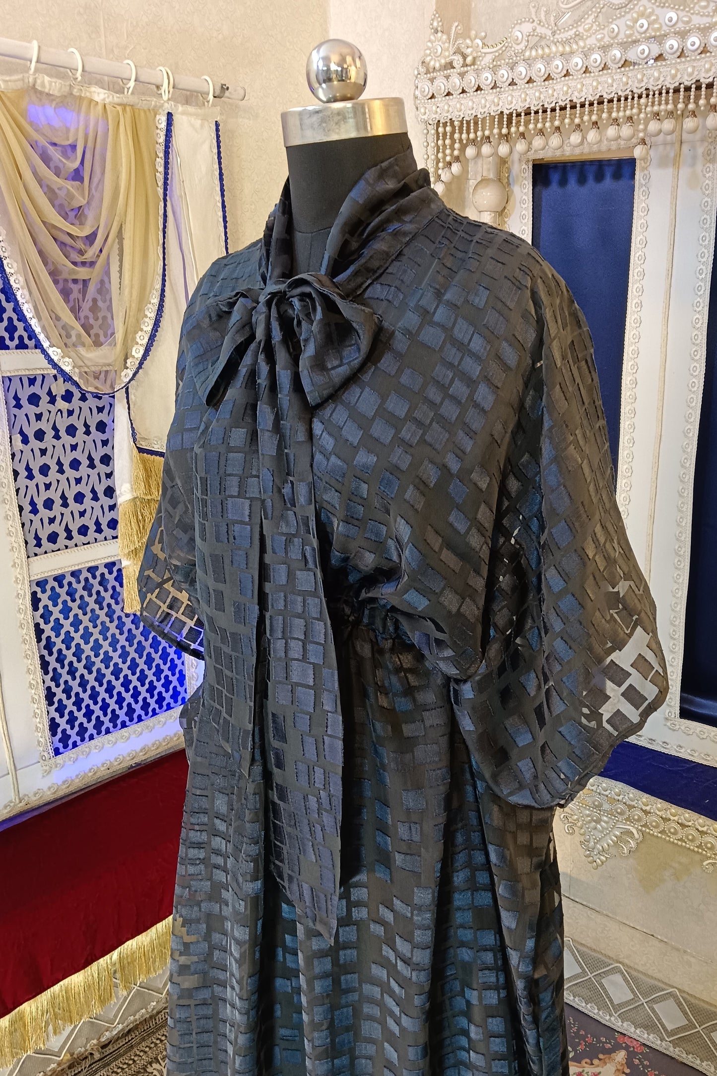 Dark Grey and Black Designer Islamic Wedding Takchita Kaftan