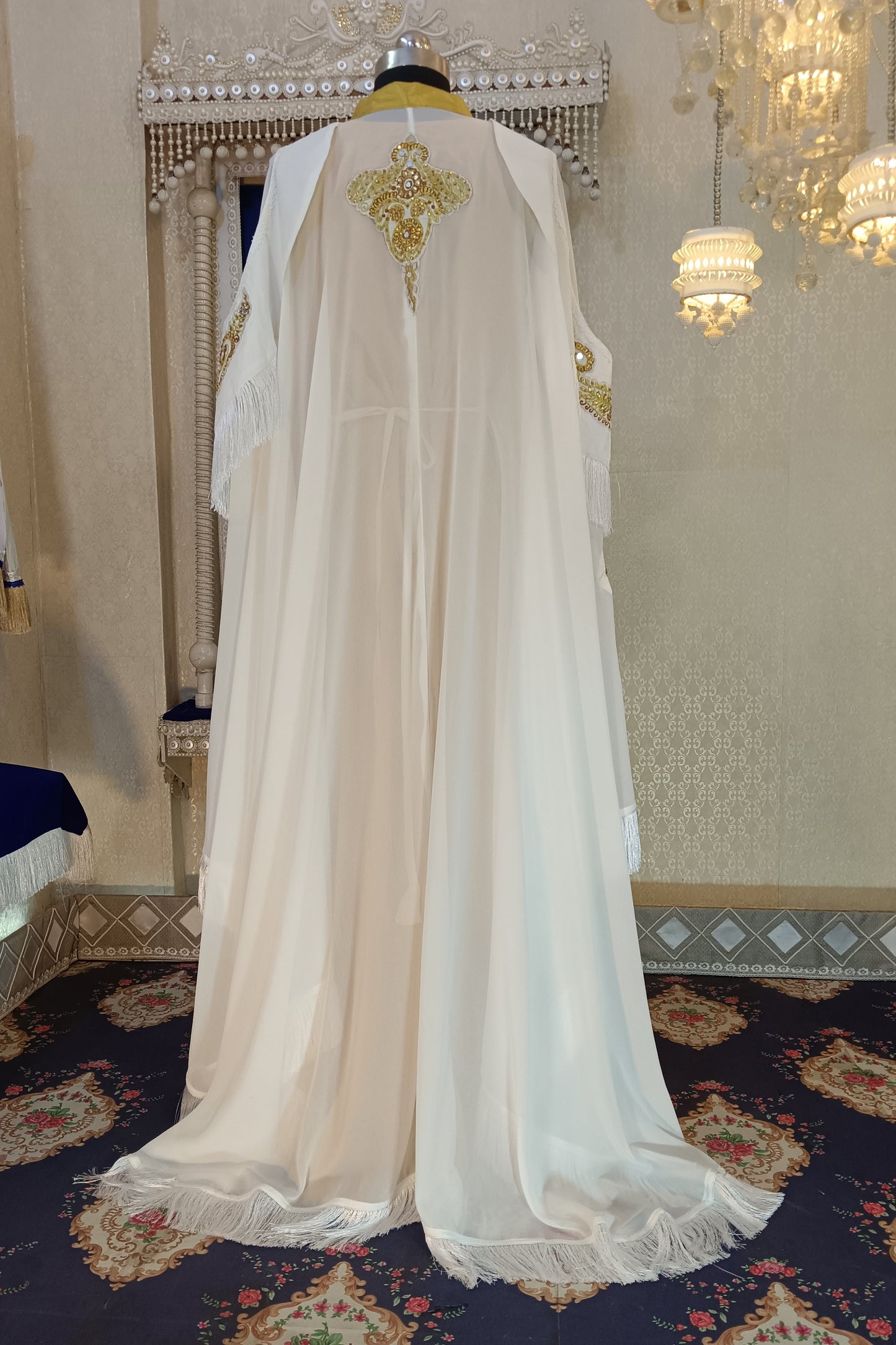 White Unique Designer Wedding Party Wear Moroccan Kaftan