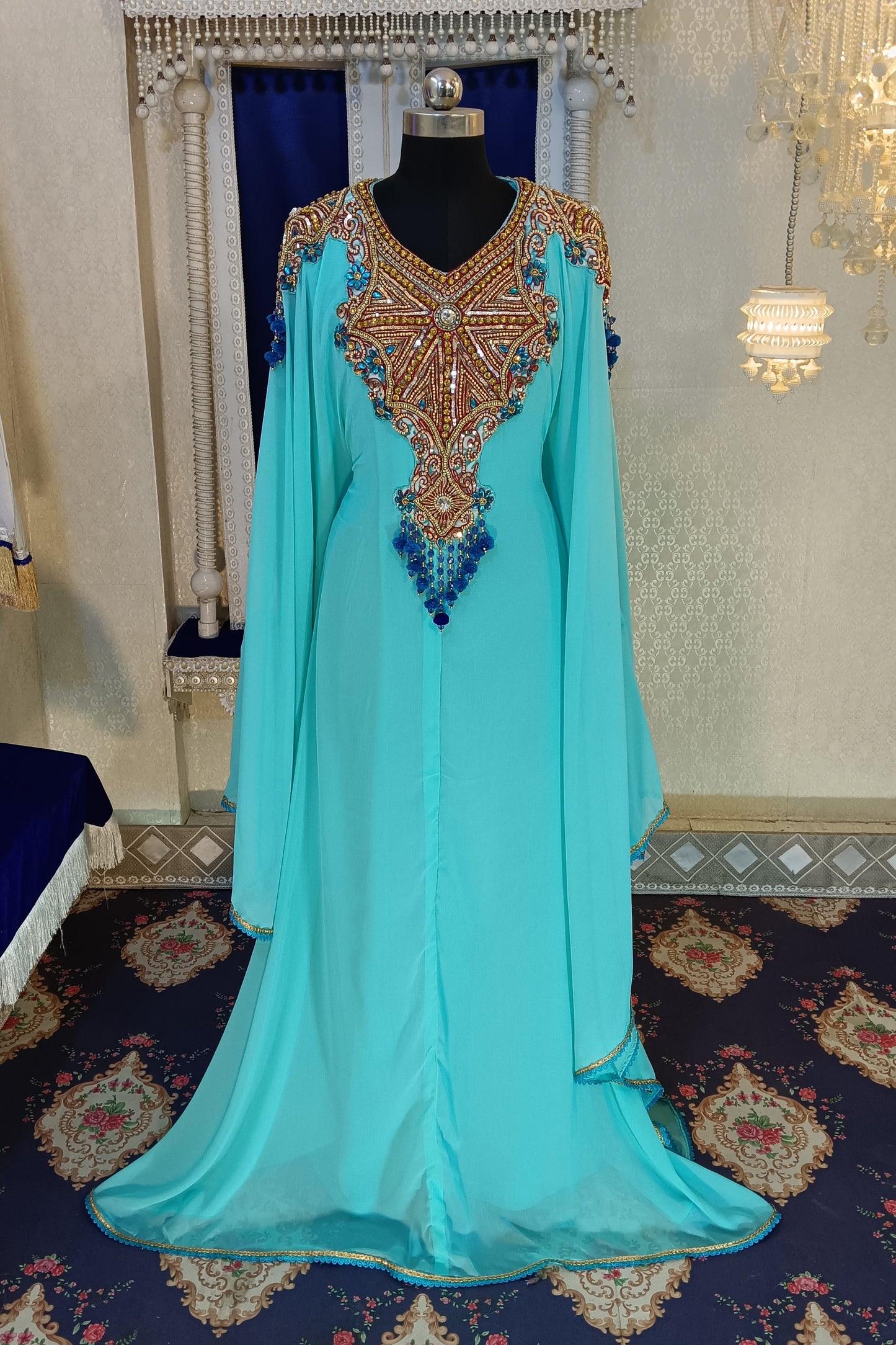 Aqua Blue Islamic Caftan