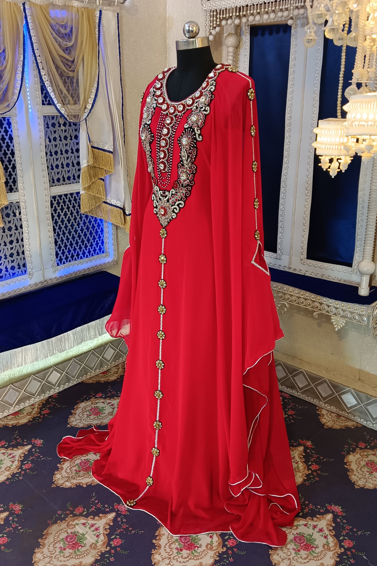 Red Dubai Kaftan Dress