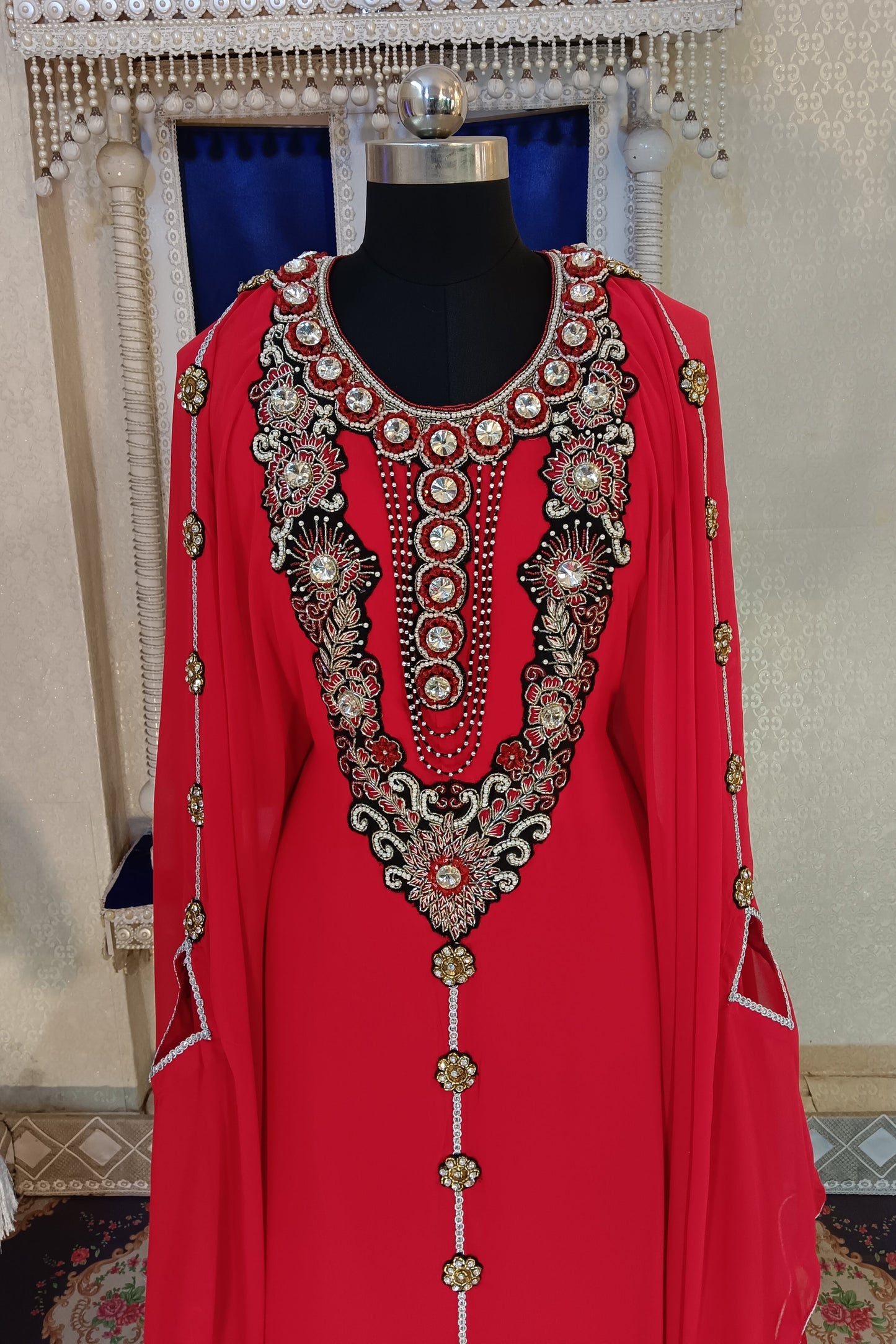 Red Unique Design Islamic Takchita Dubai Kaftan