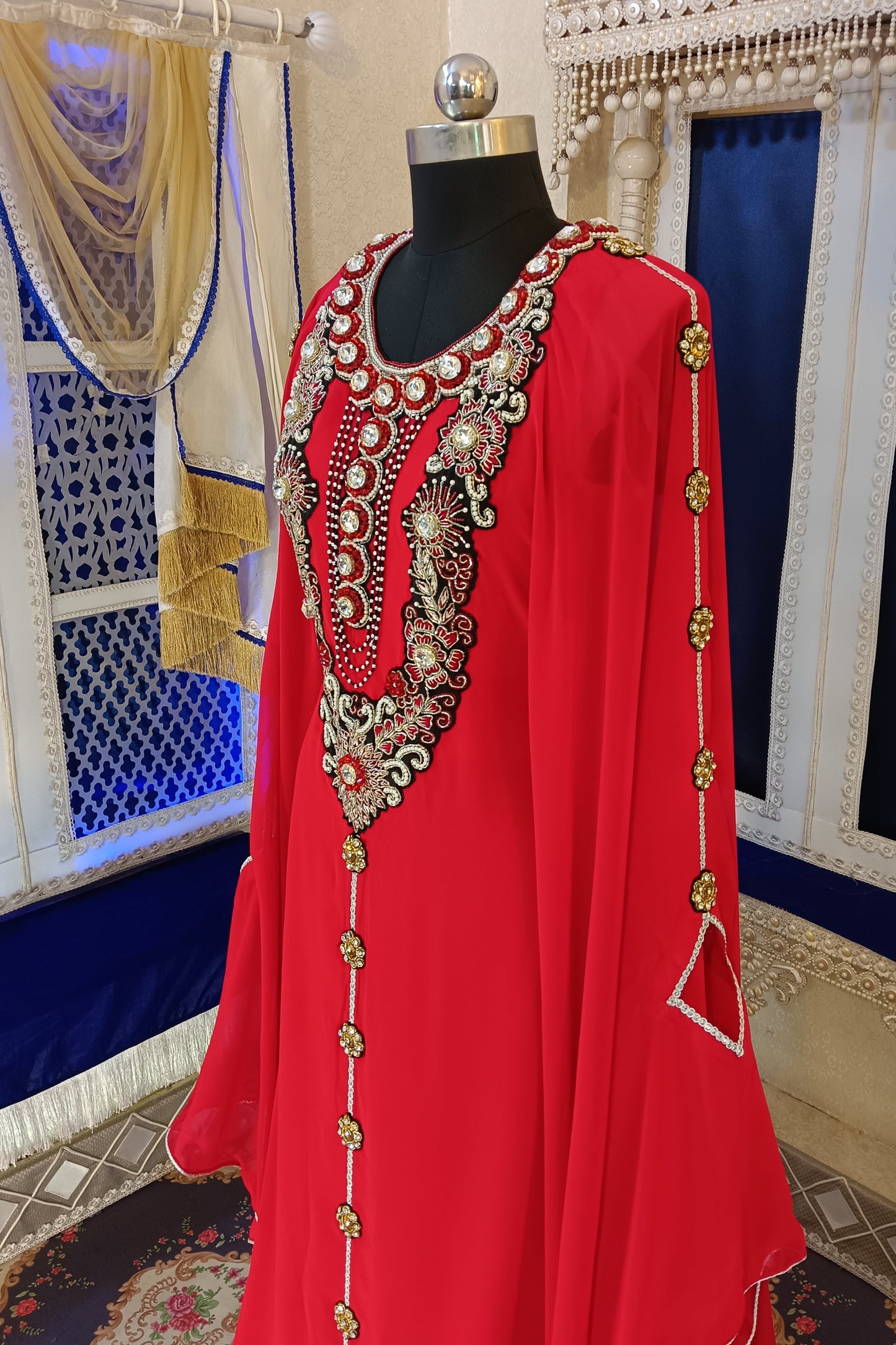 Red Unique Design Islamic Takchita Dubai Kaftan