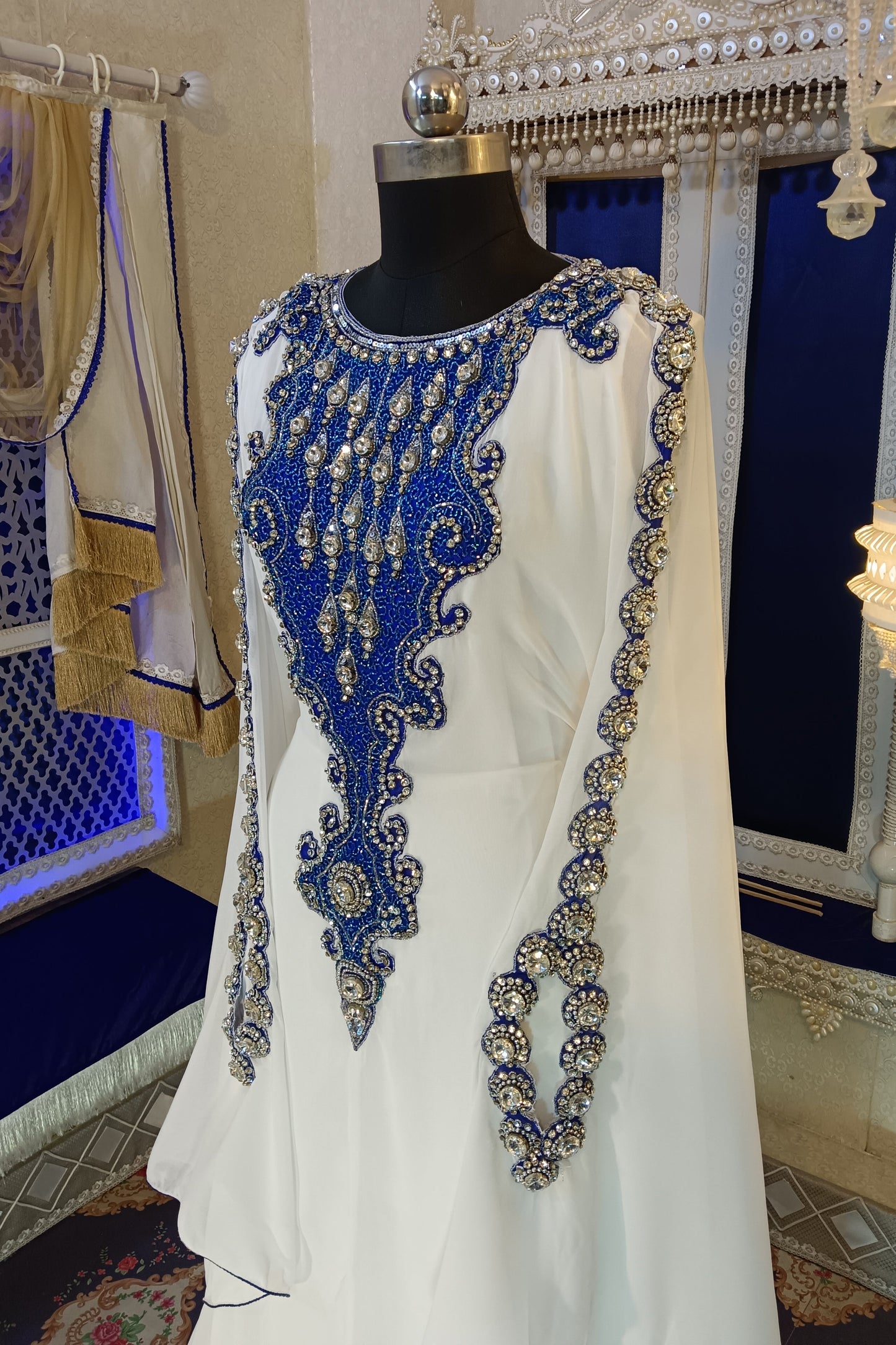 White Unique Arabic Designer Moroccan Kaftan