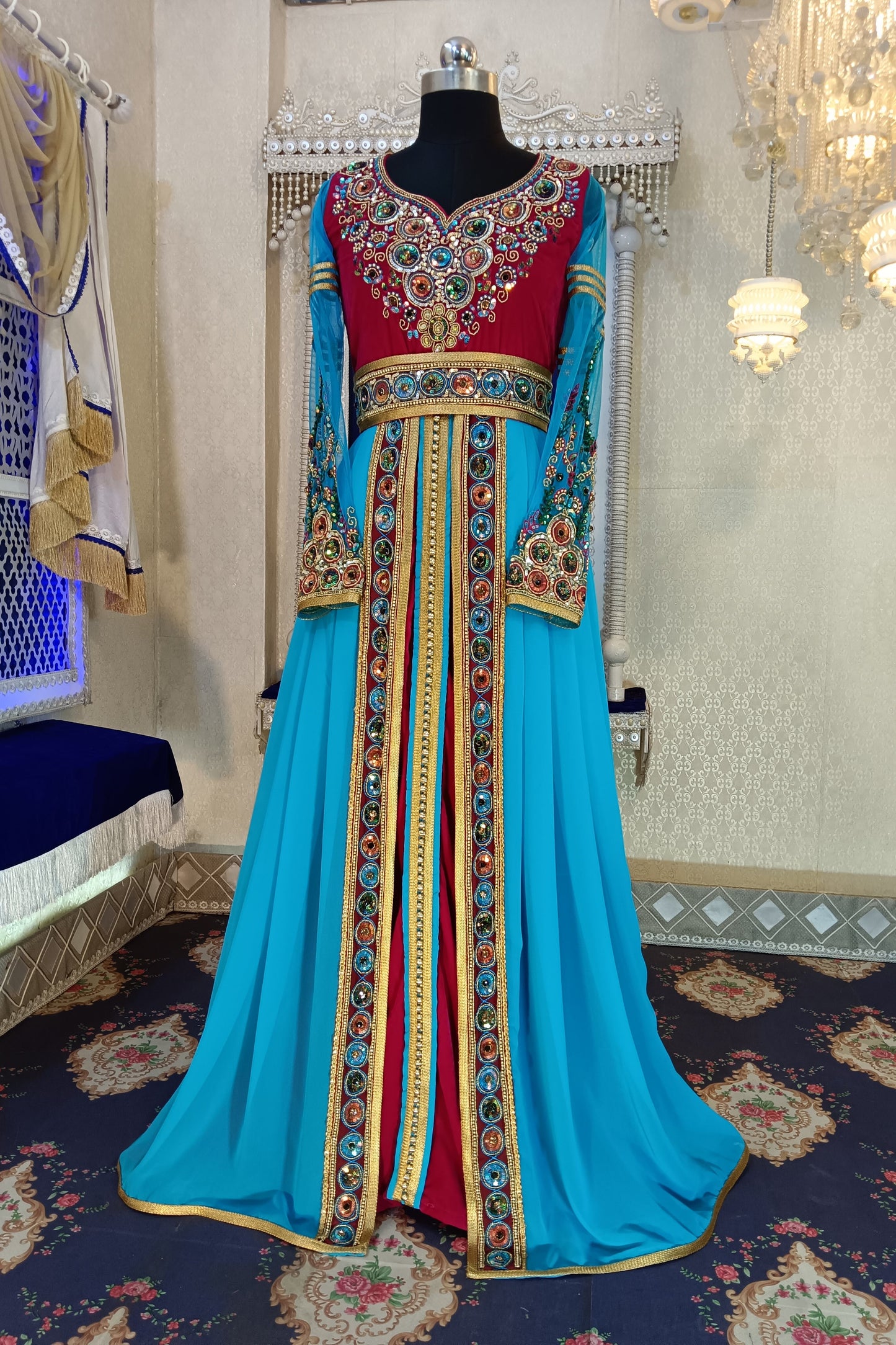 Pink Arabic Party Wear Kaftan