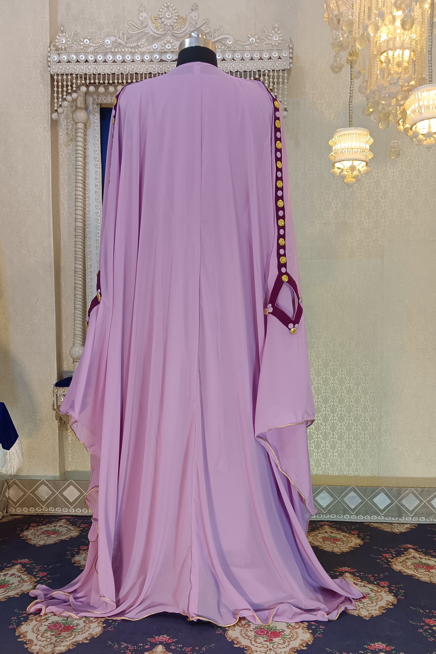 Dull Purple and Violet Designer Arabic Embroidery Kaftan