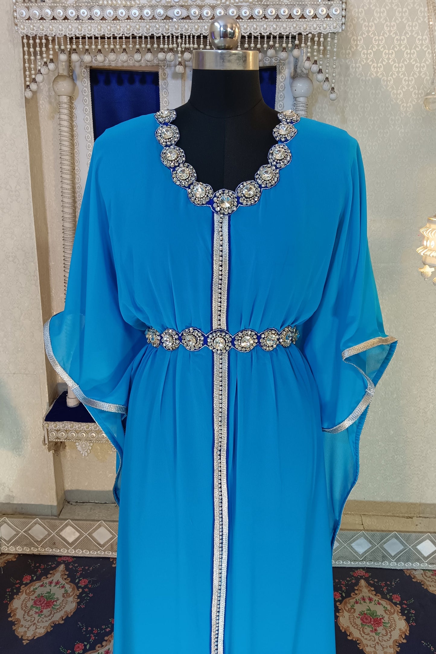 Firozi and Blue Color Designer Islamic Takchita Caftan