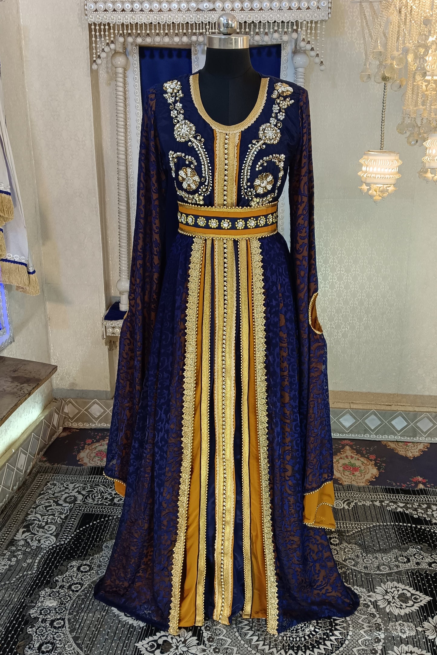 Dark Blue Designer Arabic Kaftan