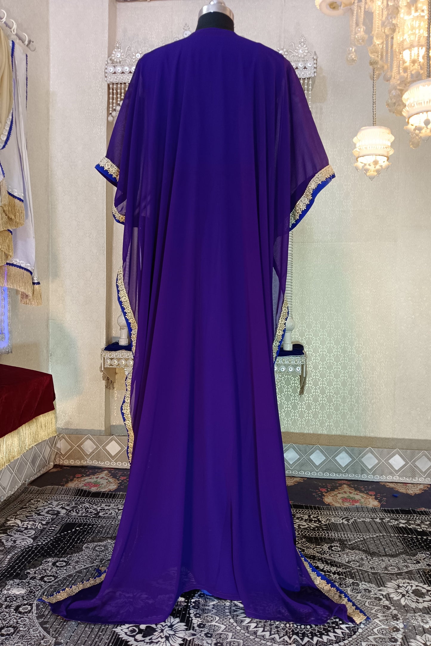 Purple and Blue Designer Arabic Party Wear Kaftan