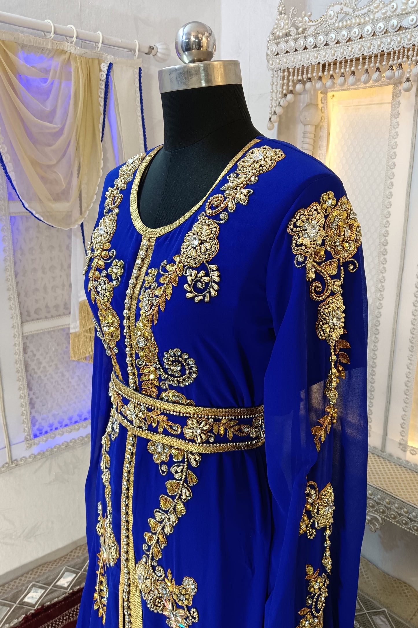 RoyalBlue Designer Moroccan Islamic Wedding Kaftan