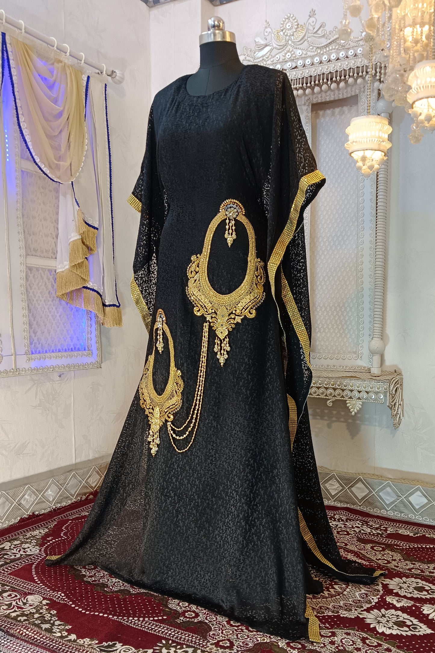 Black Designer Embroidery Islamic Takchita Kaftan