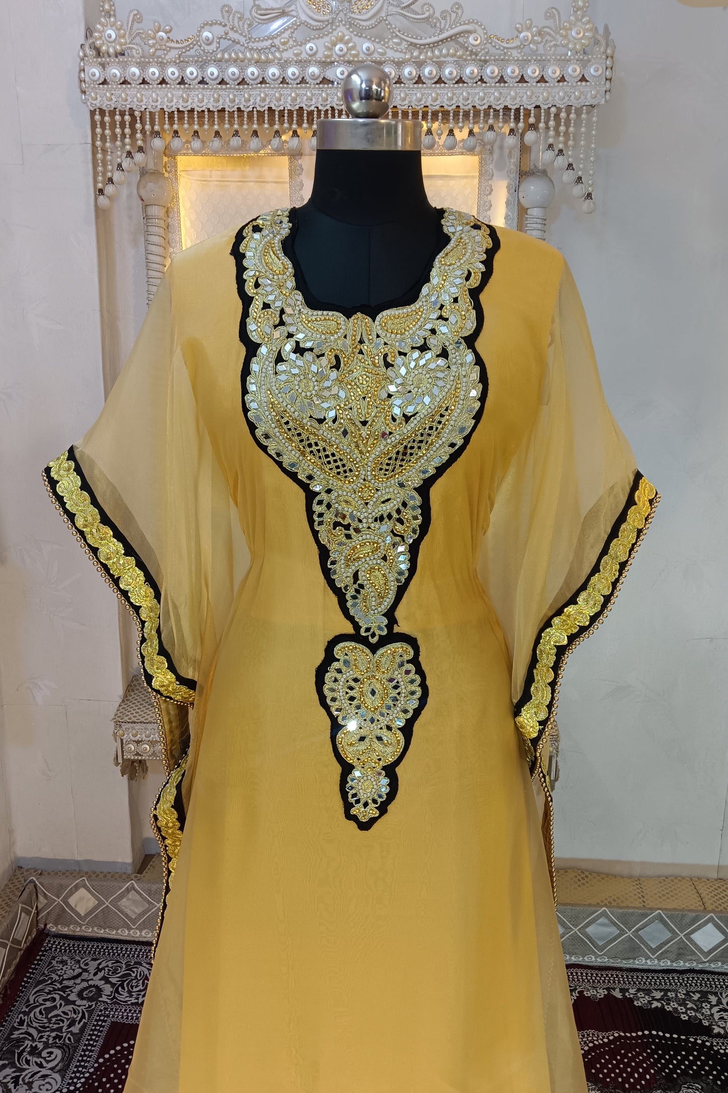 Beige and Black Takchita Kaftan
