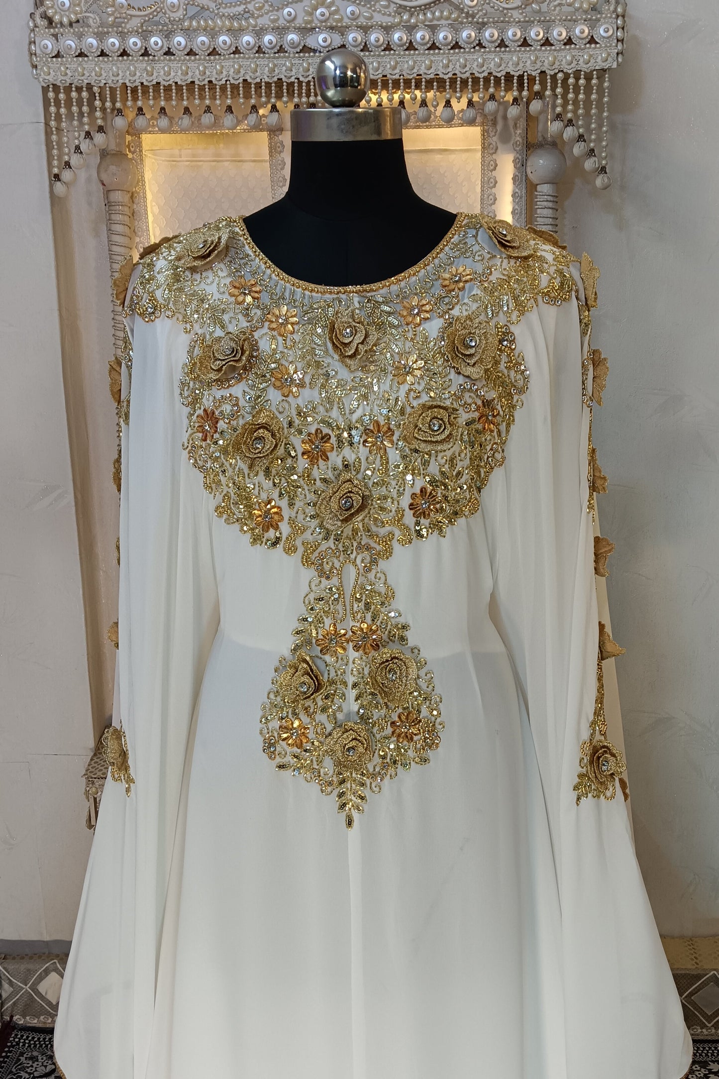 White Designer Islamic Wedding Long Kaftan