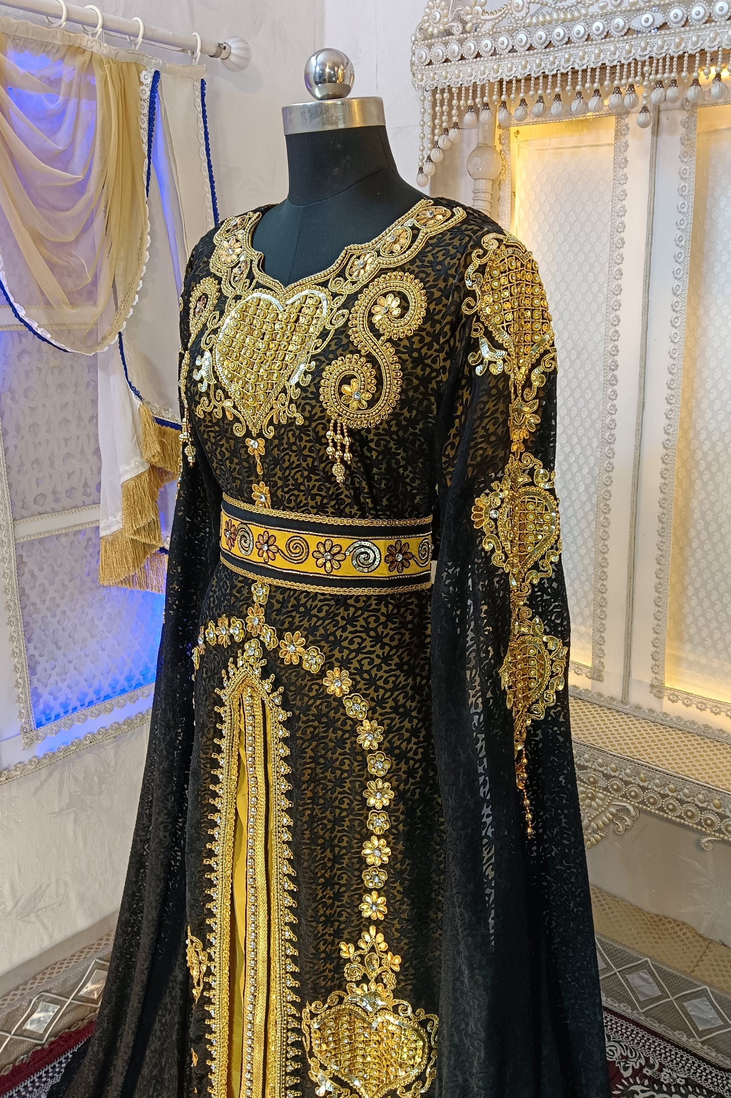 Black and Gold Wedding Islamic Moroccan Kaftan