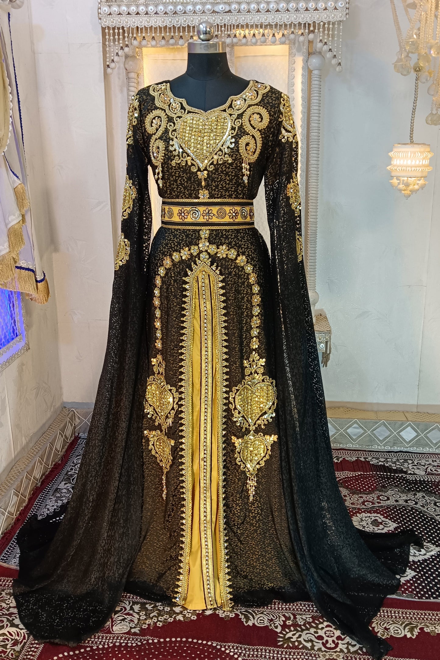 Black and Gold Wedding Kaftan