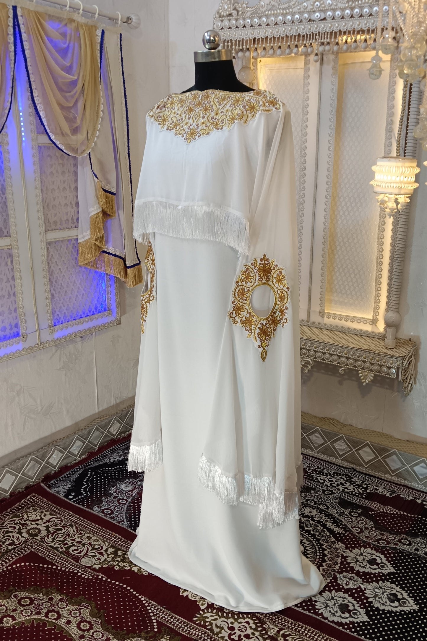 White Islamic Designer Embroidery Kaftan