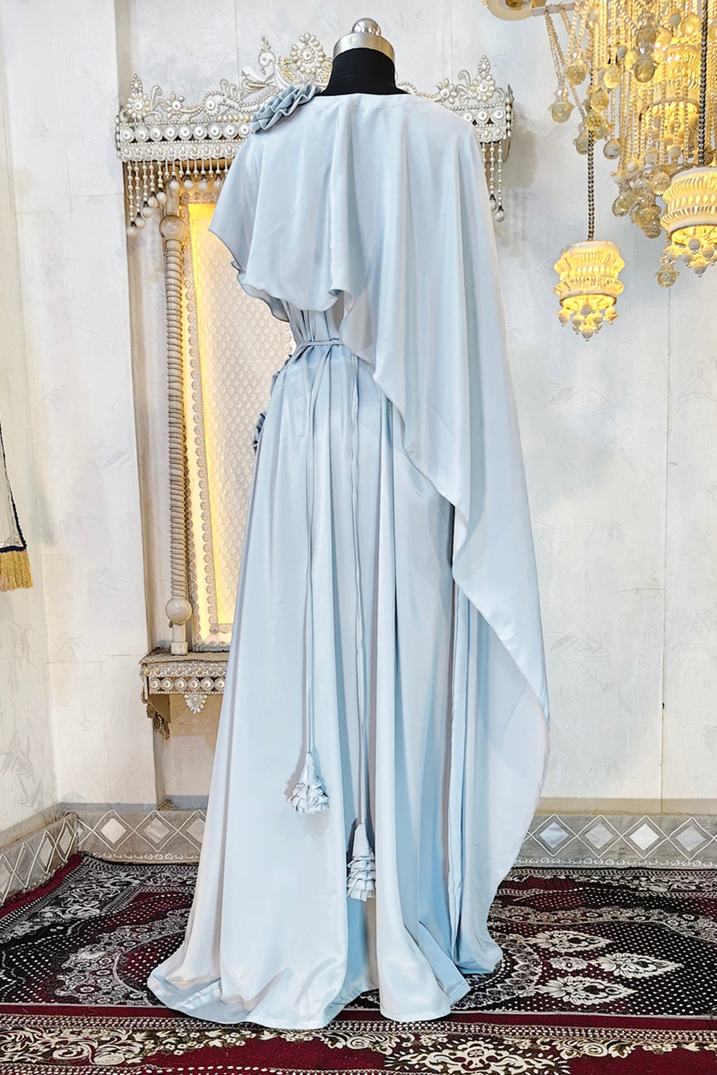 Grey Designer Abaya Gown Muslim Maxi Dress
