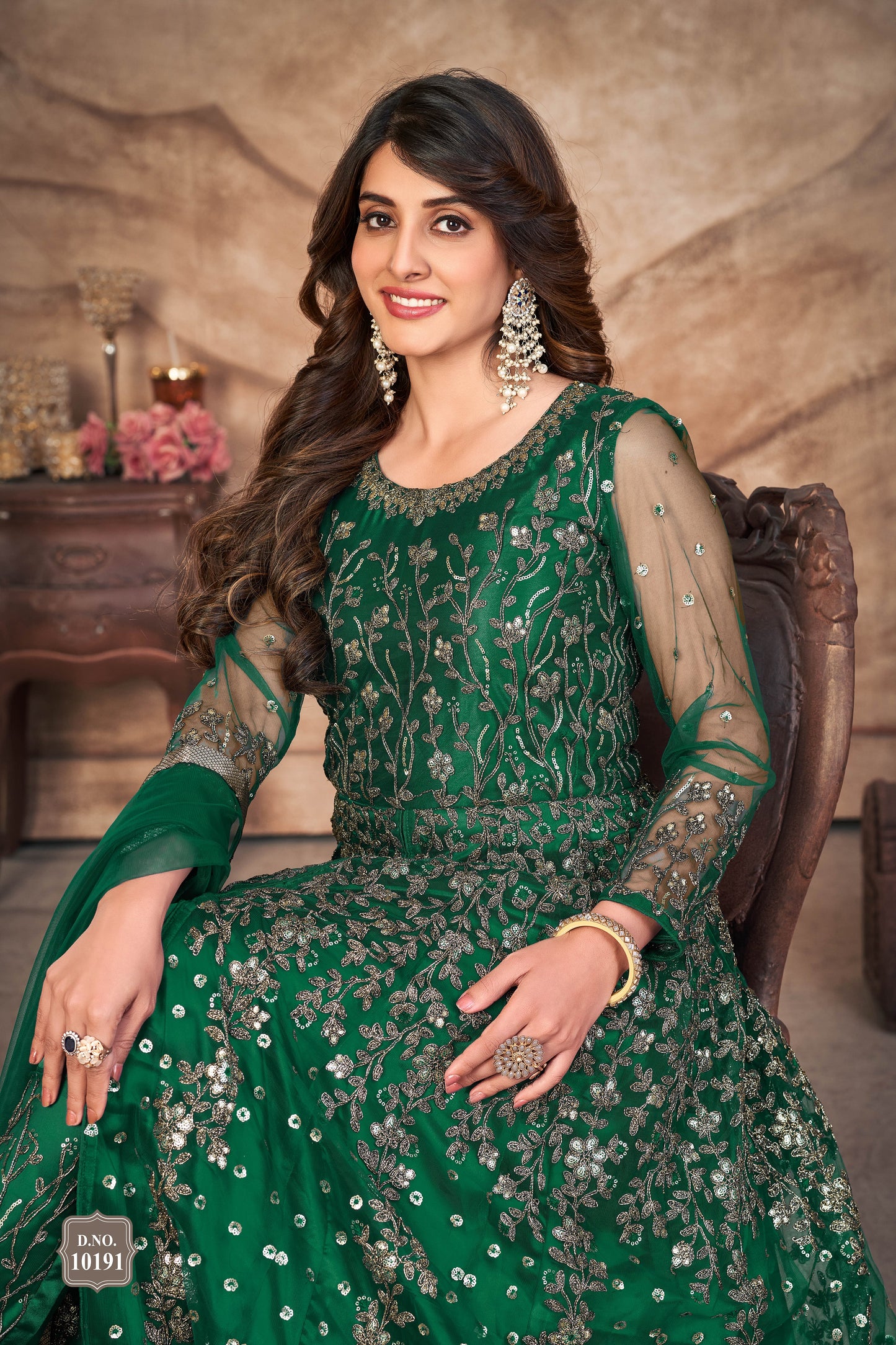 Green Designer Embroidery Salwar Suit