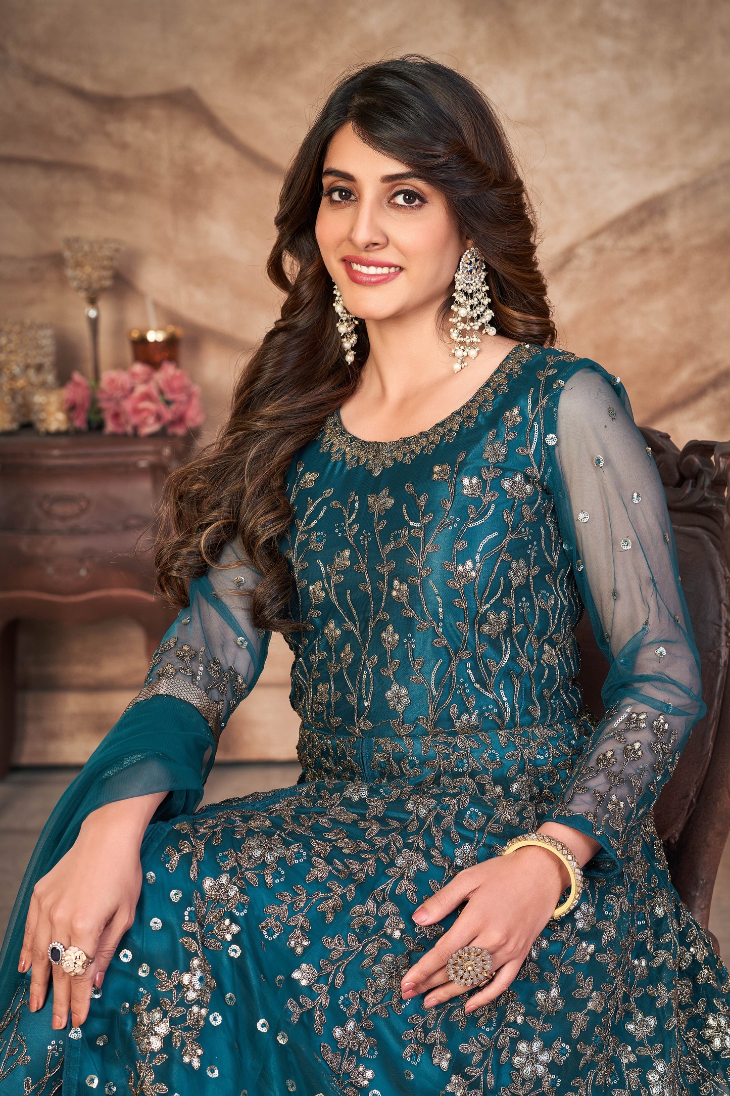 Blue Designer Embroidery Designer Suit