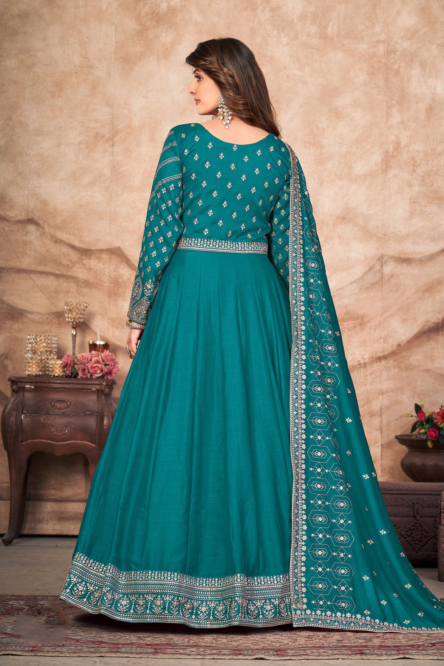 Teal Blue Designer Anarkali Suit