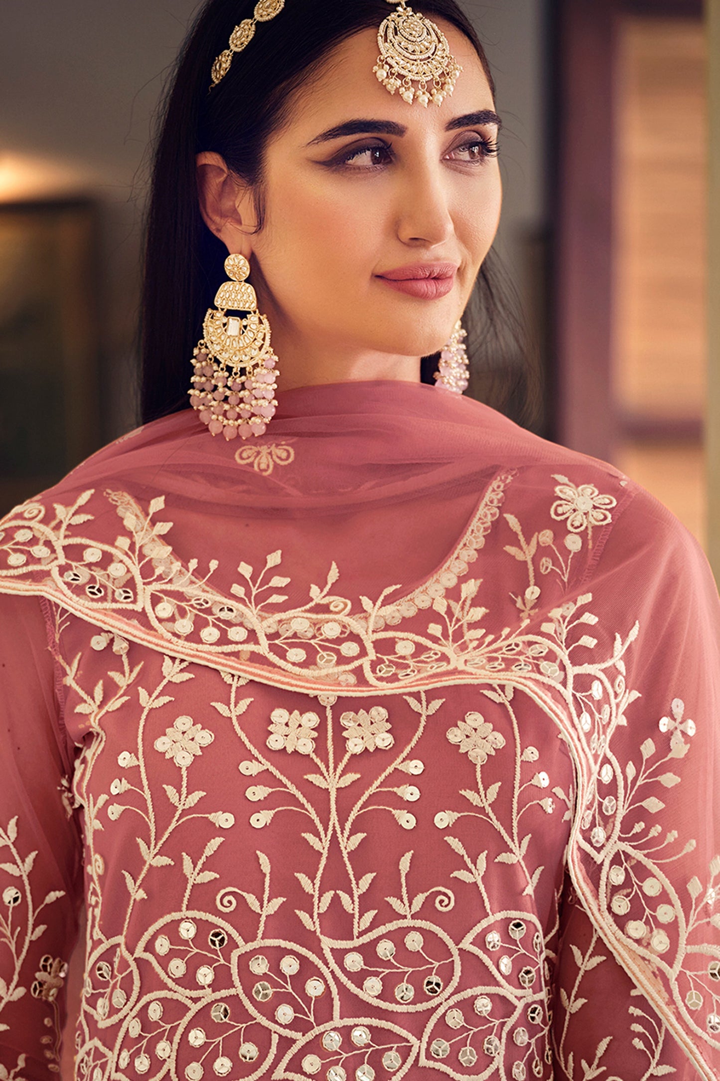 Pink Designer Sequance Embroidery Suit