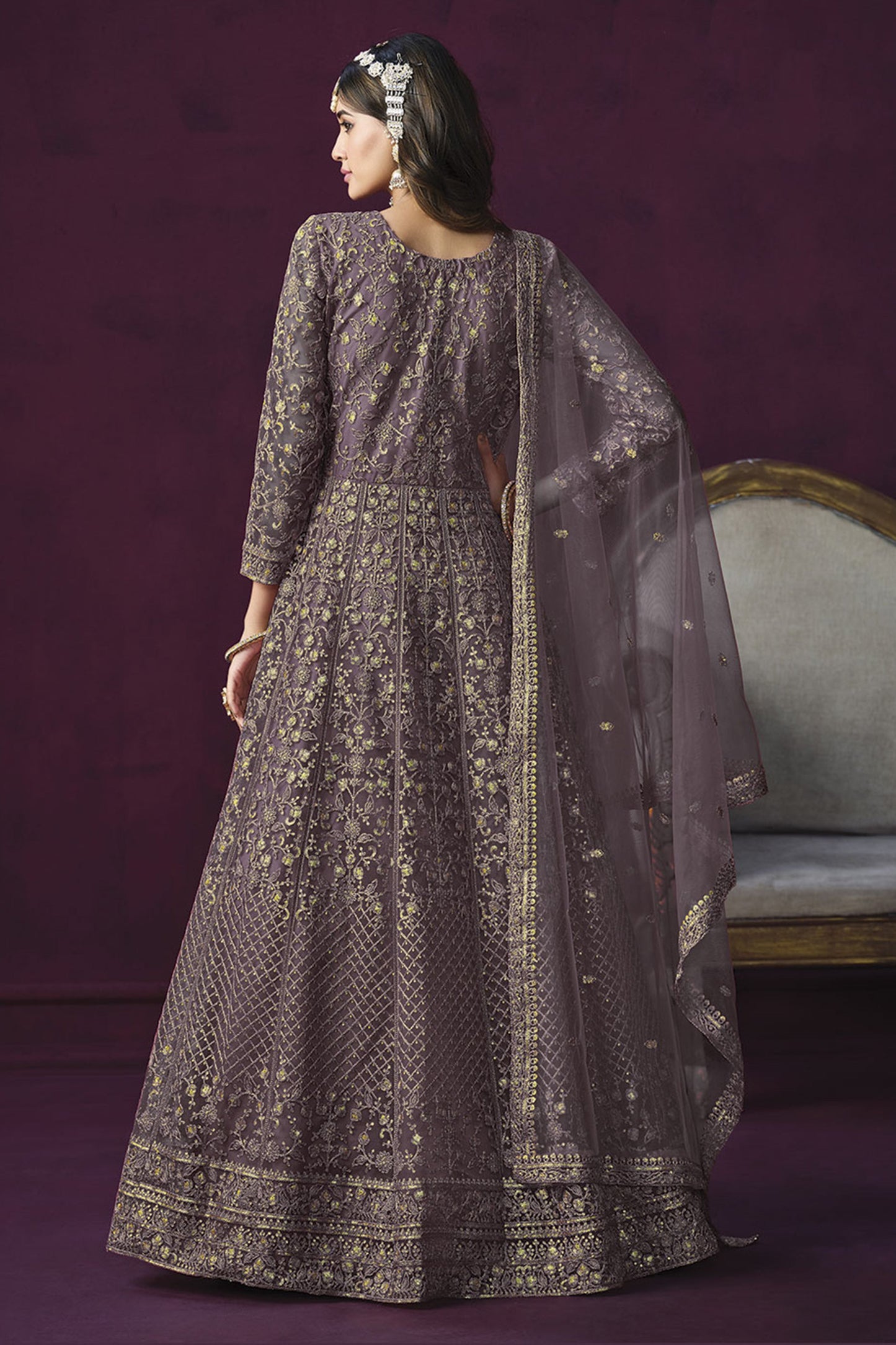 Mauve Anarkali Salwar Kameez