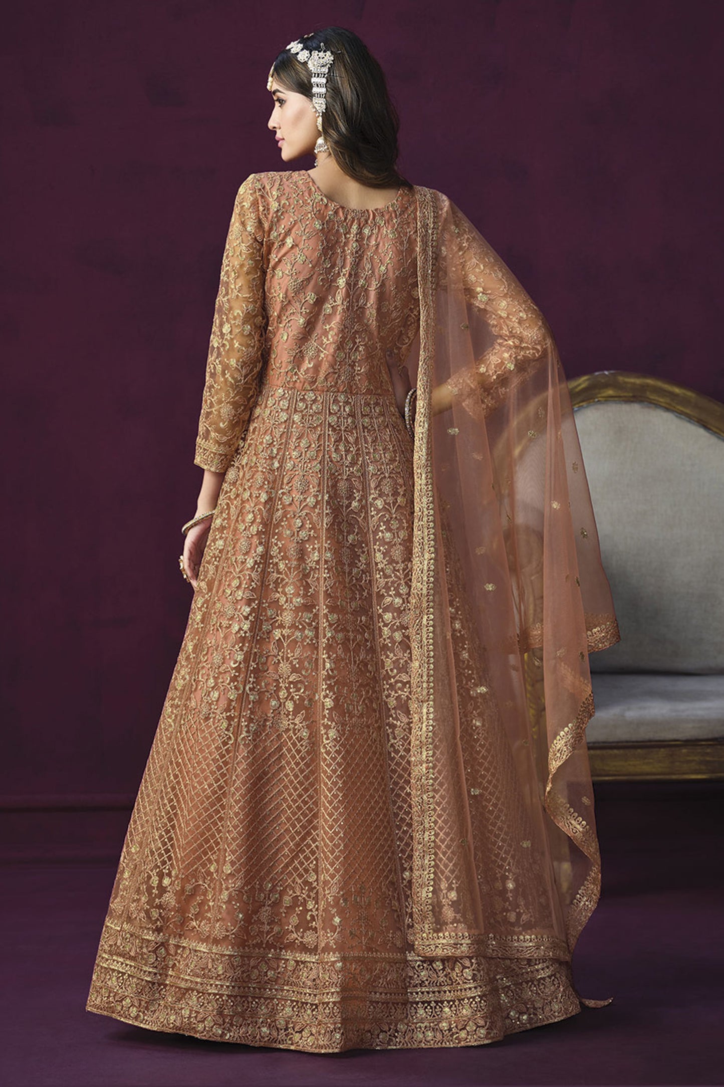 Peach Anarkali Salwar Kameez