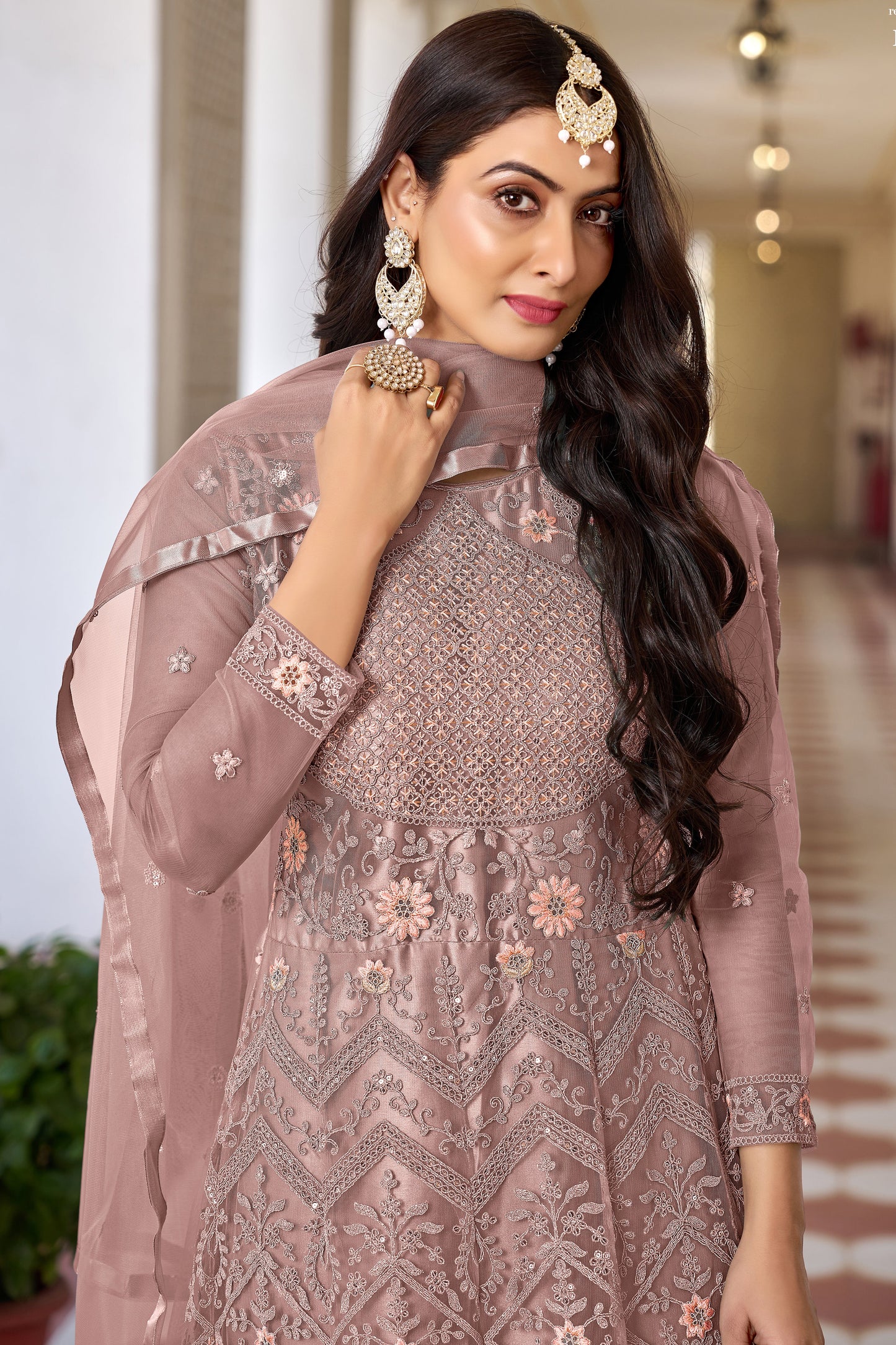 Coral Attrective Looking Anarkali Suit