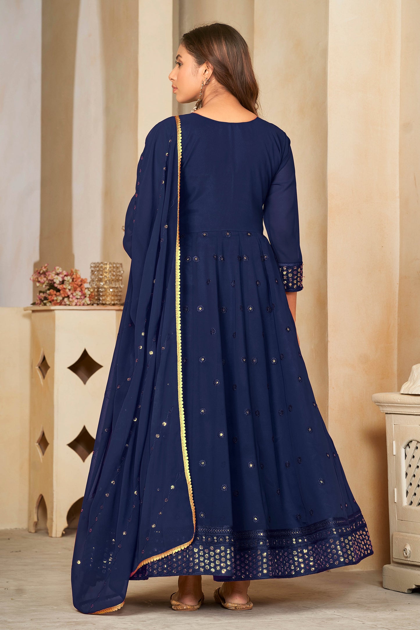 Blue Georgette Designer Wedding Salwar Suit