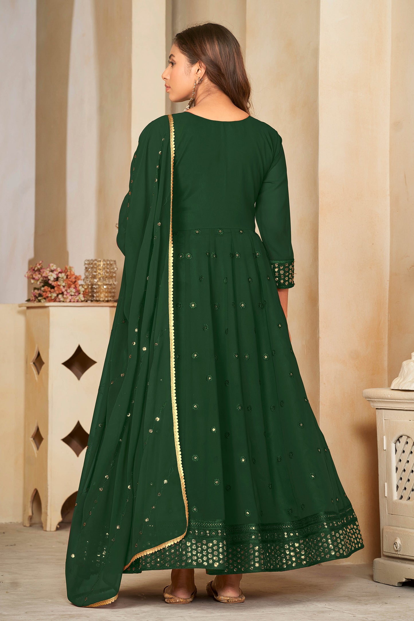 Green Georgette Designer Wedding Salwar Suit