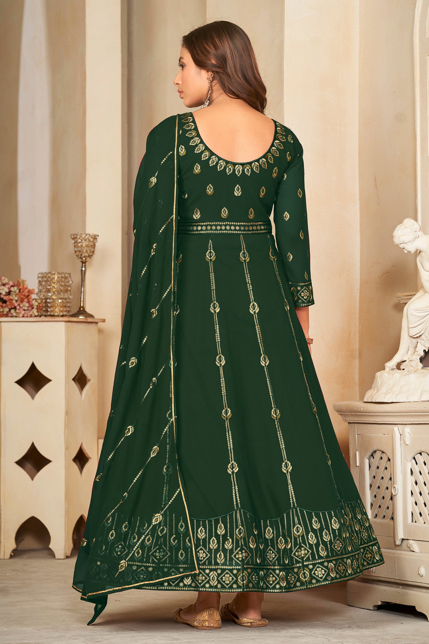 Green Georgette Designer Wedding Salwar Suit