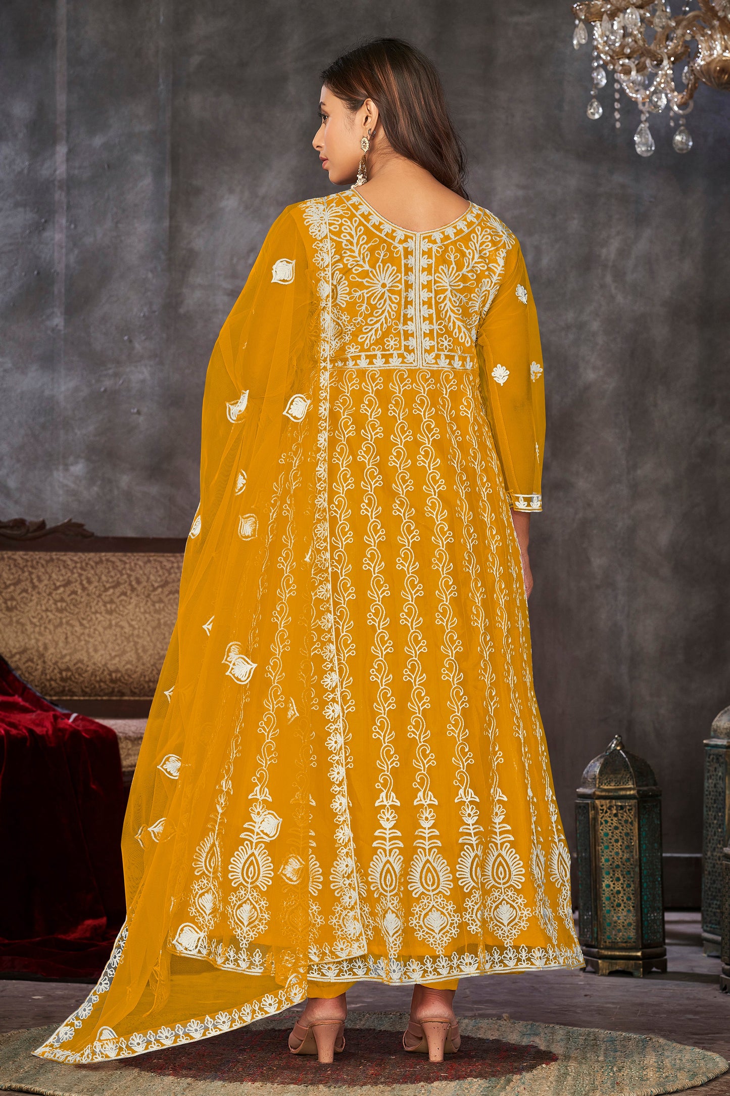 Mustard Traditional Anarkali Suits
