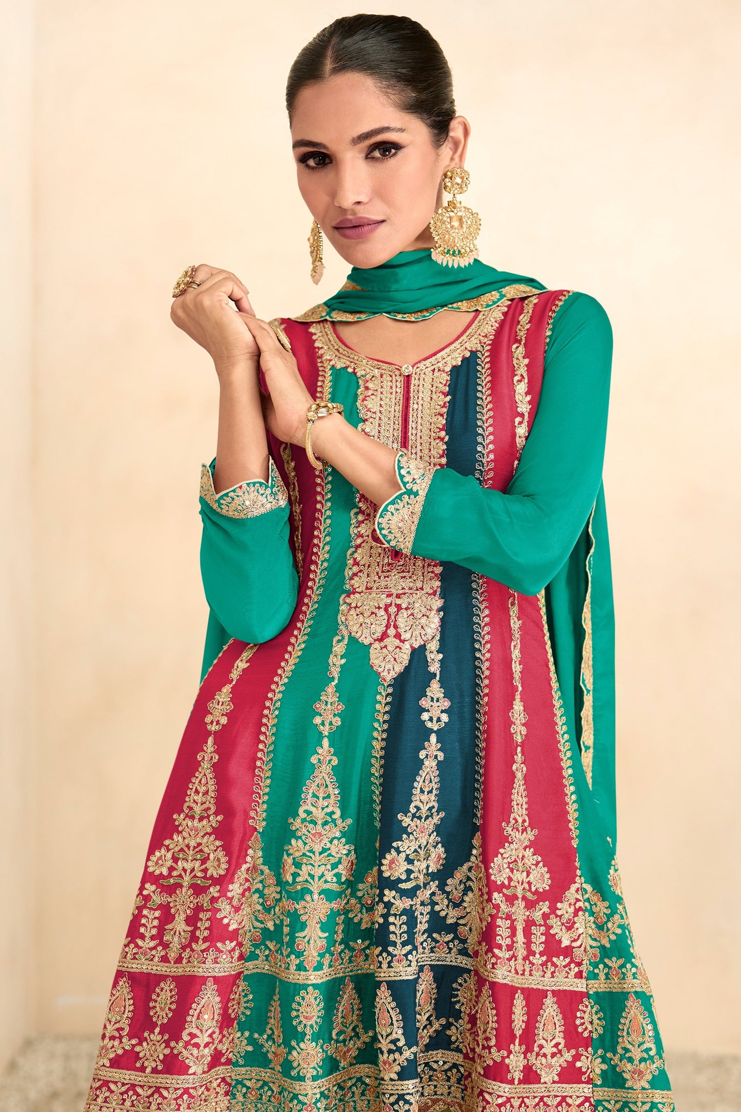 Sea Green Party Wear Suit