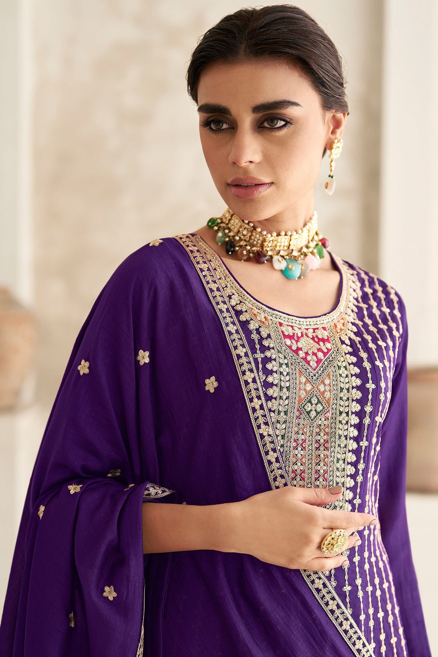 Purple Party Wear Suit