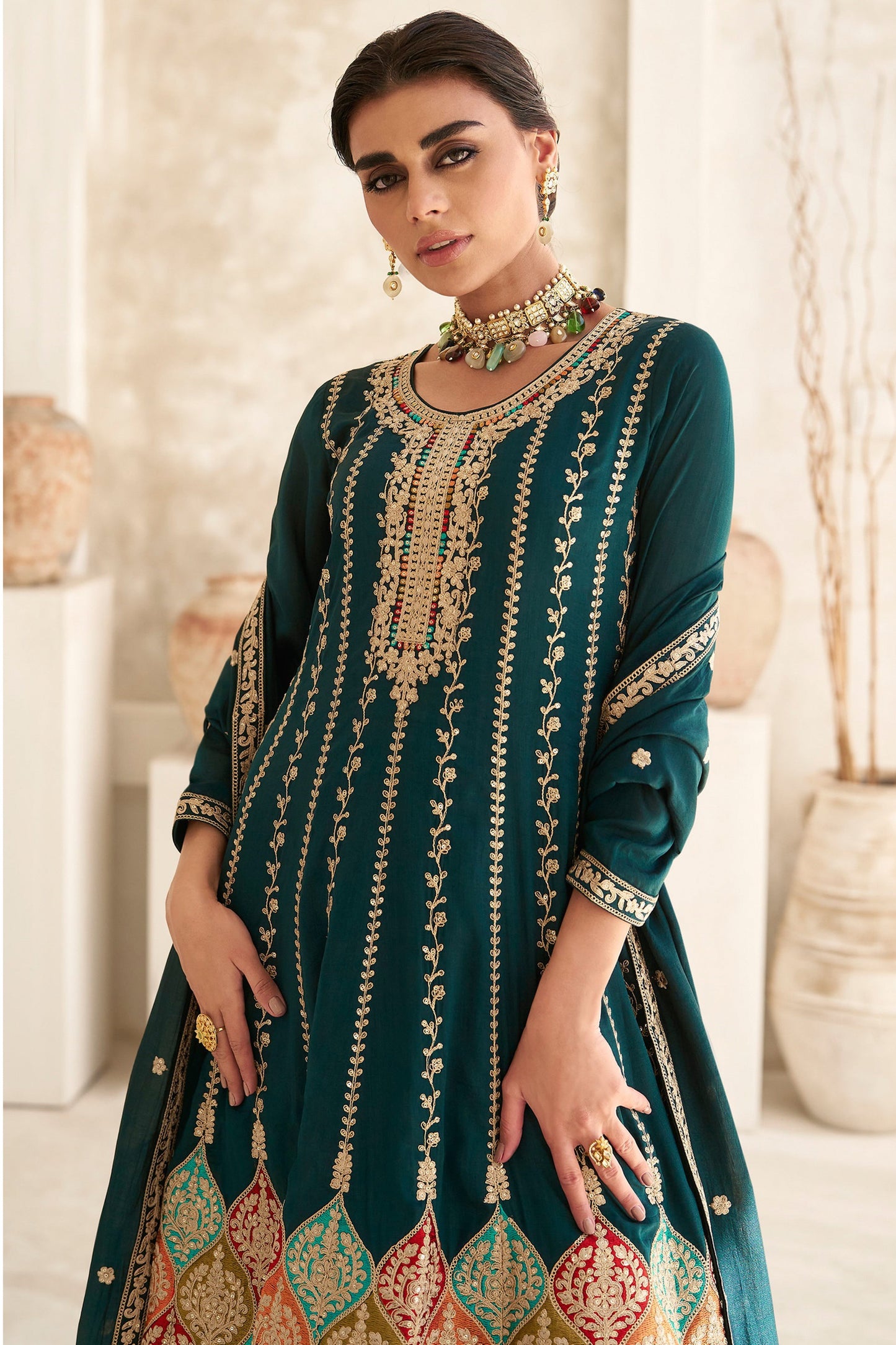 Green Party Wear Suit