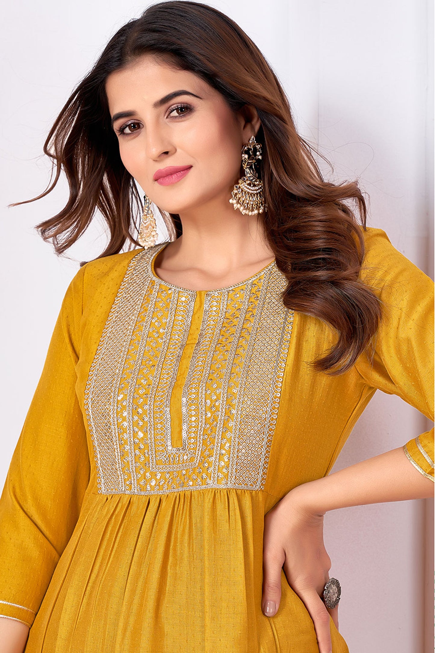 Yellow Designer Party Wear Suit