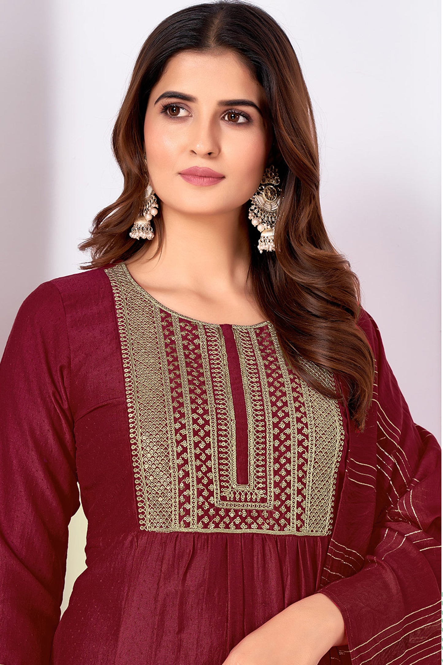 Maroon Designer Party Wear Suit